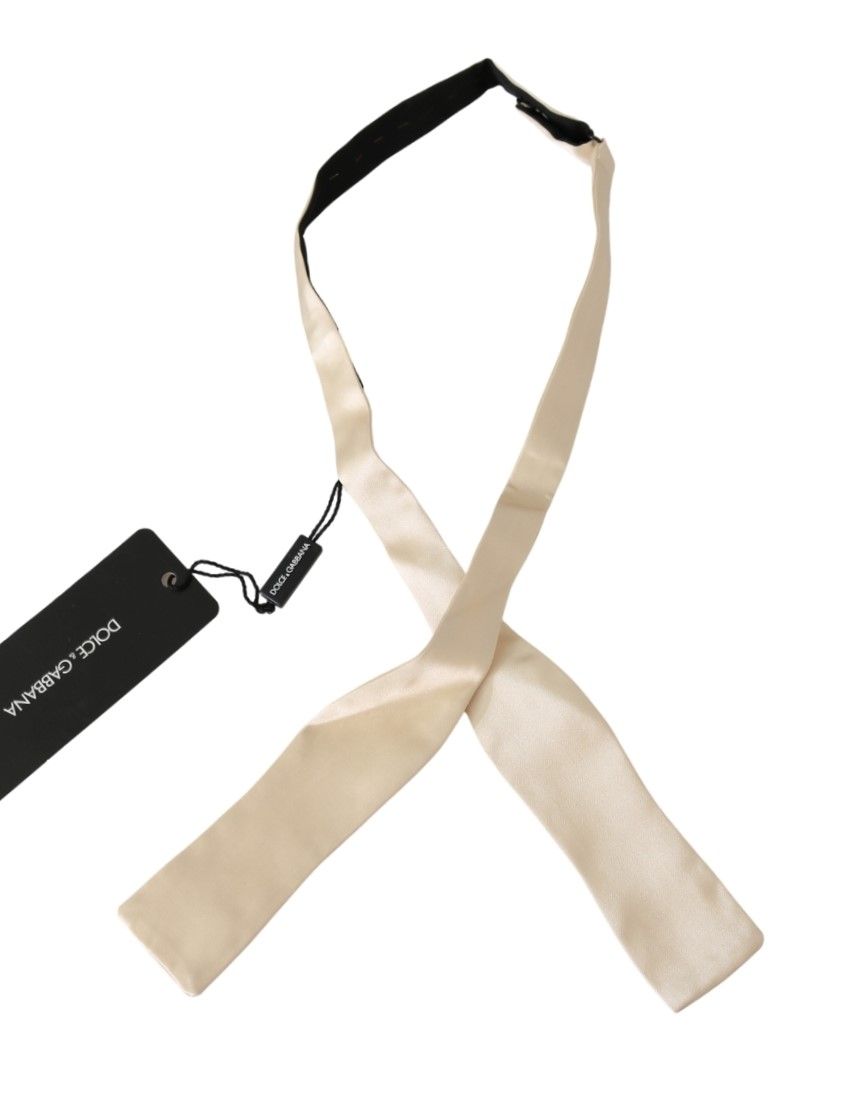 Dolce &amp; Gabbana Beige Slim Skinny Herren Krawatte 100% Seide Fliege
