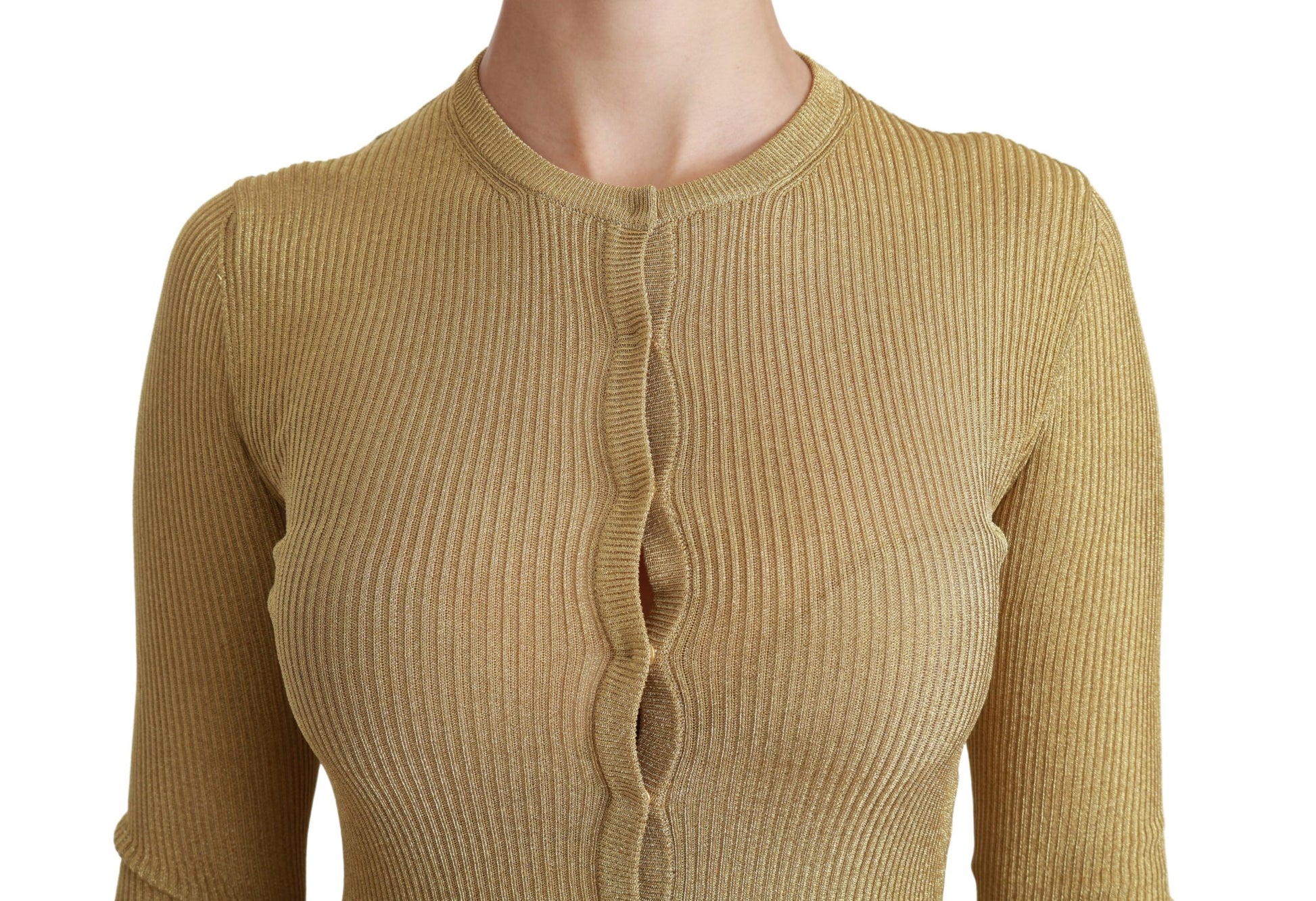 Dolce &amp; Gabbana Goldener Langarm-Cardigan aus Viskose