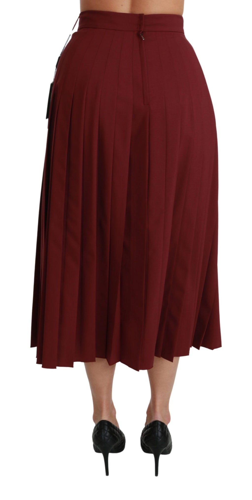 Jupe longue plissée taille haute en laine rouge Dolce & Gabbana