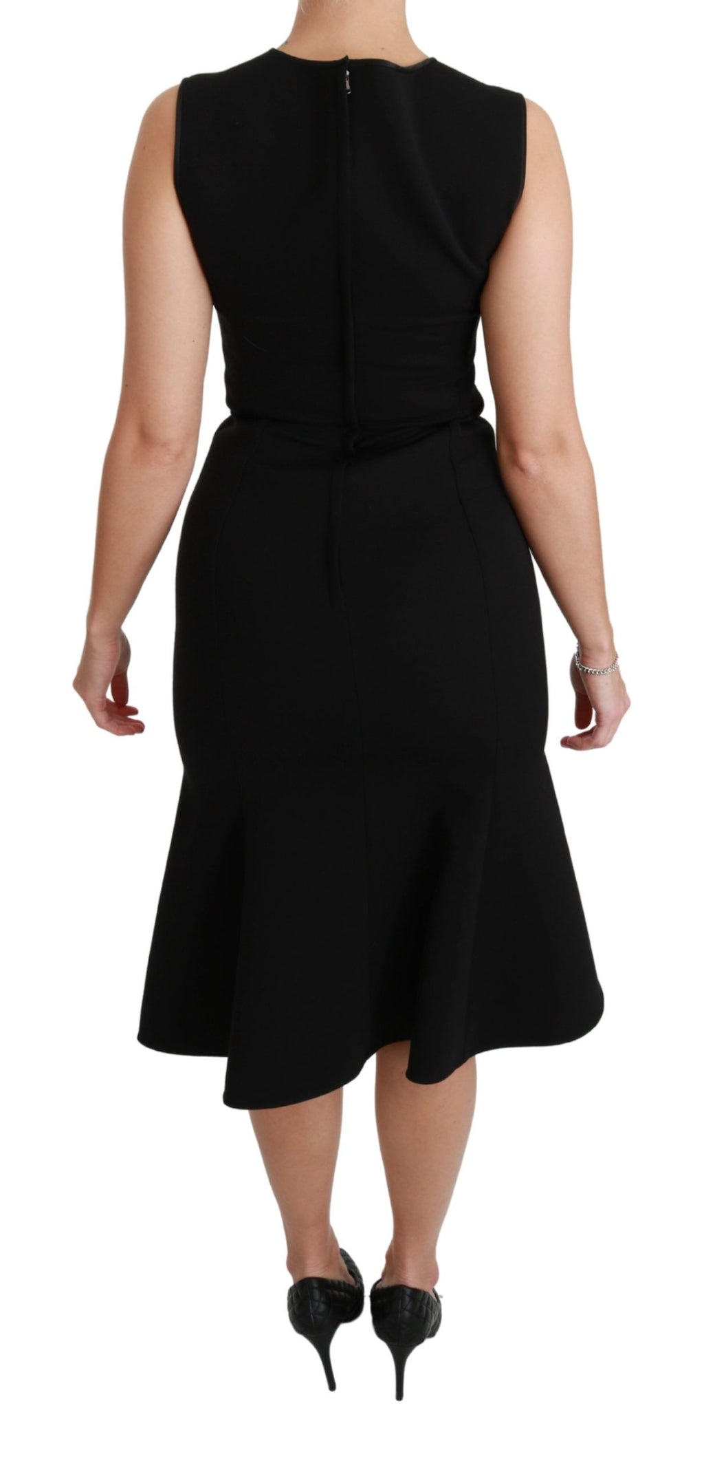Robe fourreau Dolce & Gabbana noire évasée en laine stretch