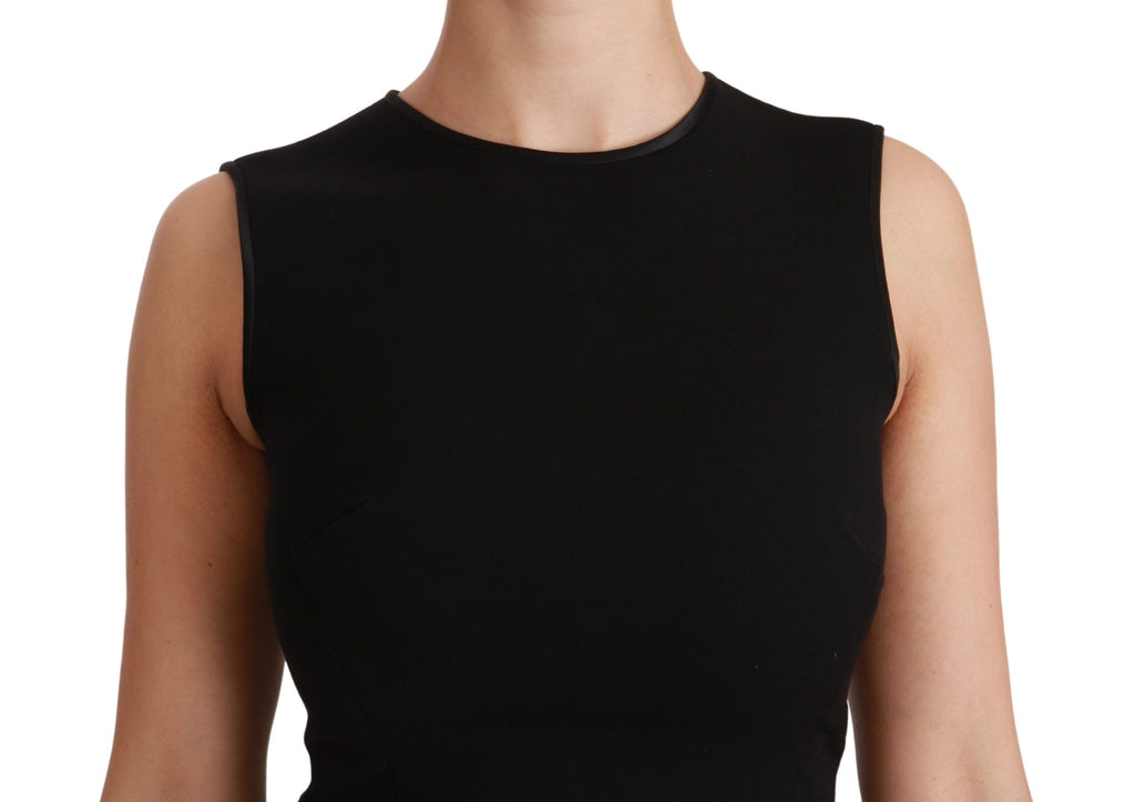 Robe fourreau Dolce & Gabbana noire évasée en laine stretch