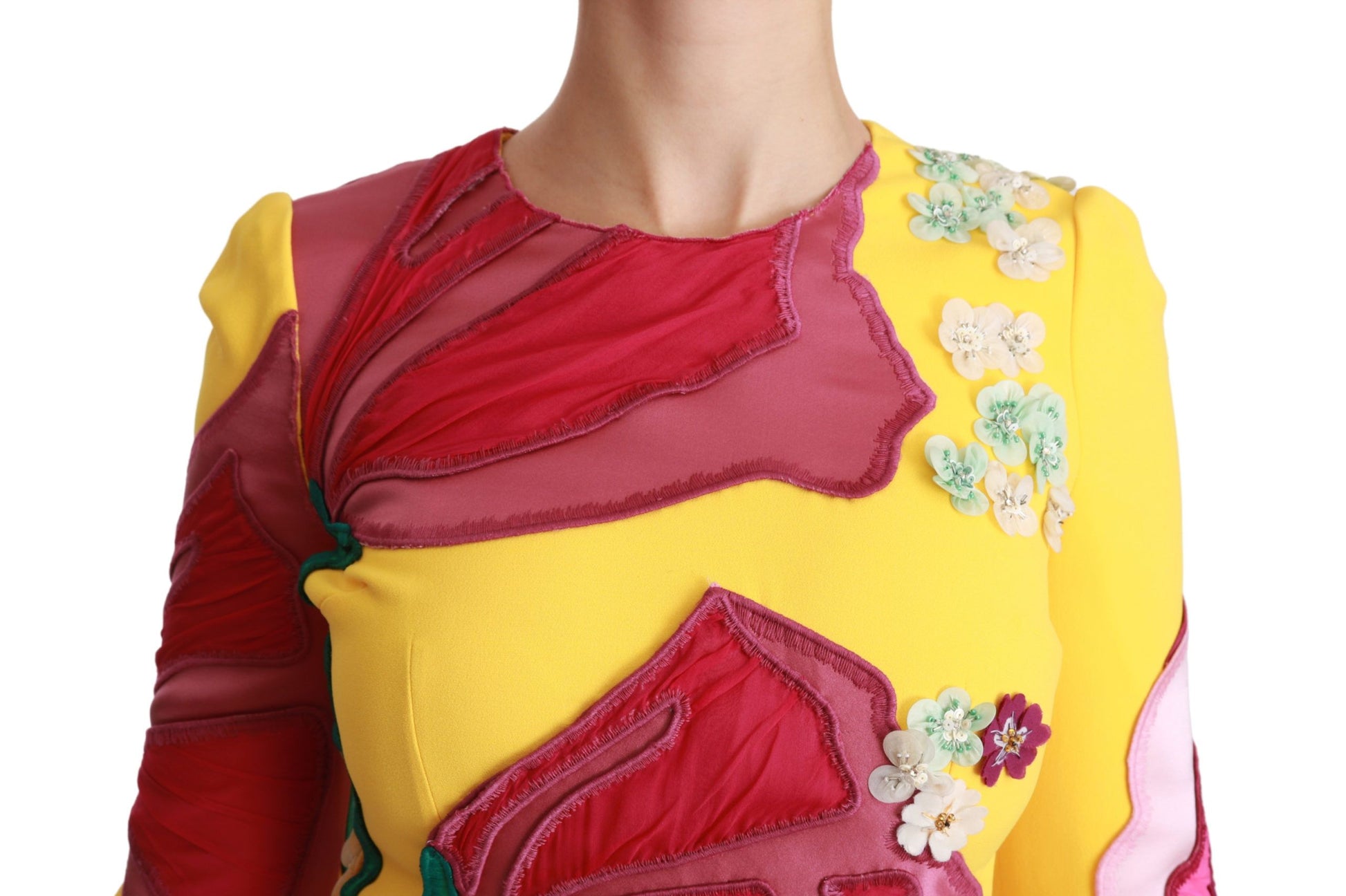 Robe fourreau moulante Dolce & Gabbana en cristal à imprimé floral jaune
