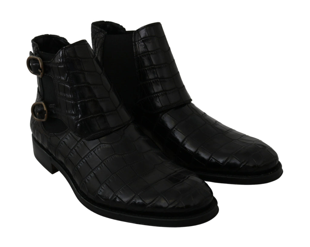 Bottes Richelieu Dolce & Gabbana en Cuir de Crocodile Noir