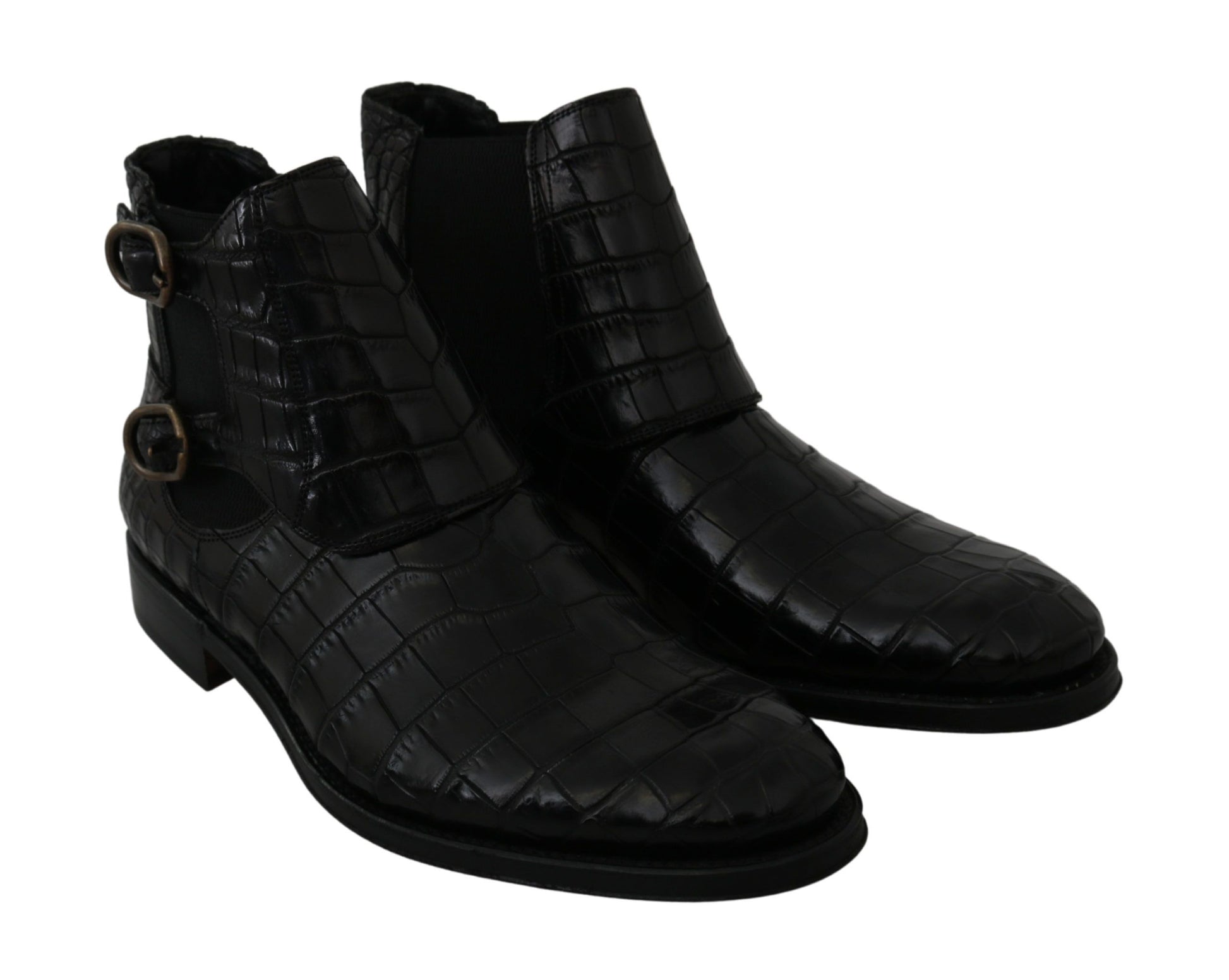 Bottes Richelieu Dolce & Gabbana en Cuir de Crocodile Noir