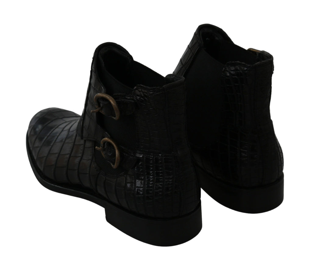 Bottes Richelieu Dolce & Gabbana en Cuir de Crocodile Noir