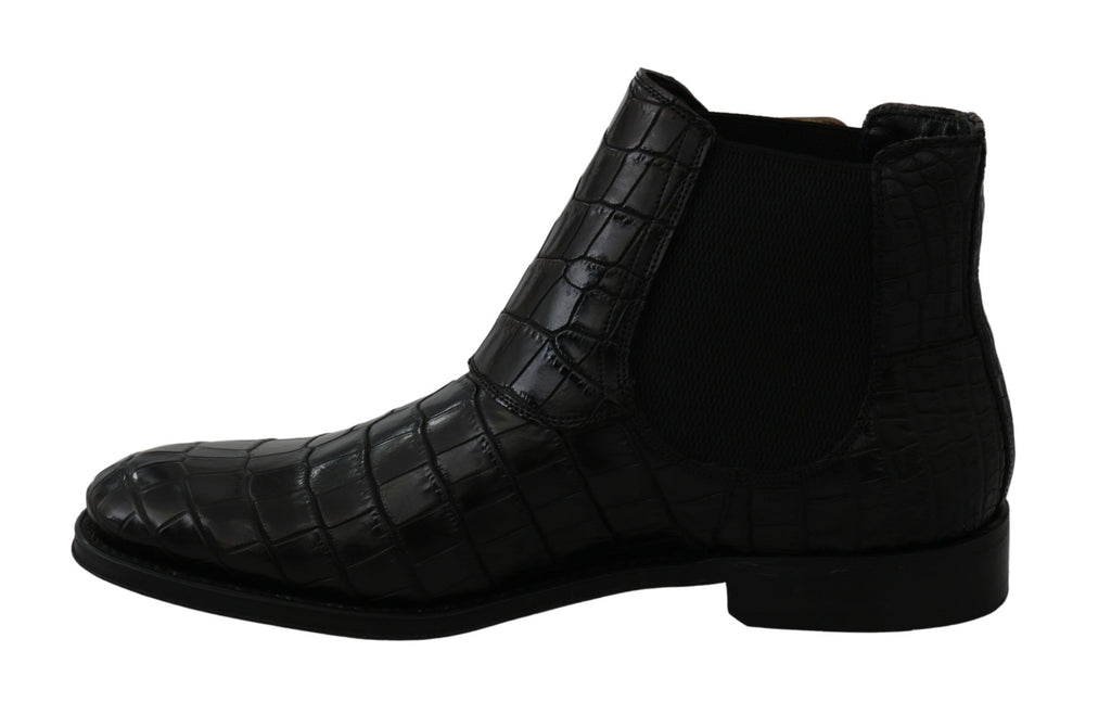 Bottes Richelieu Dolce & Gabbana en Cuir de Crocodile Noir