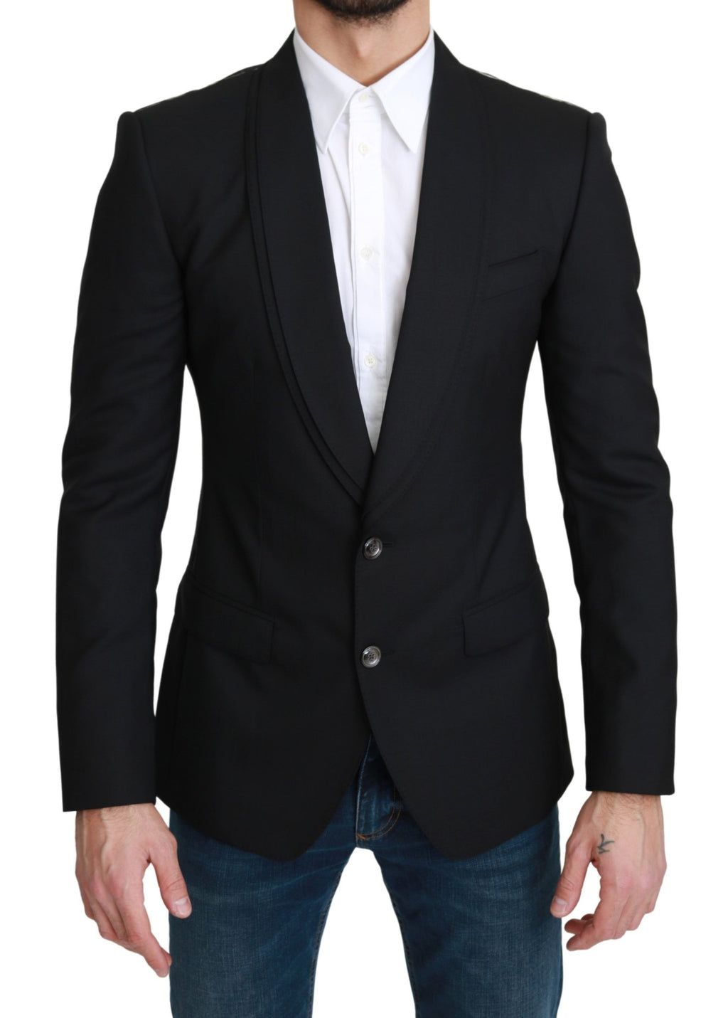 Blazer en laine noir Dolce & Gabbana coupe droite