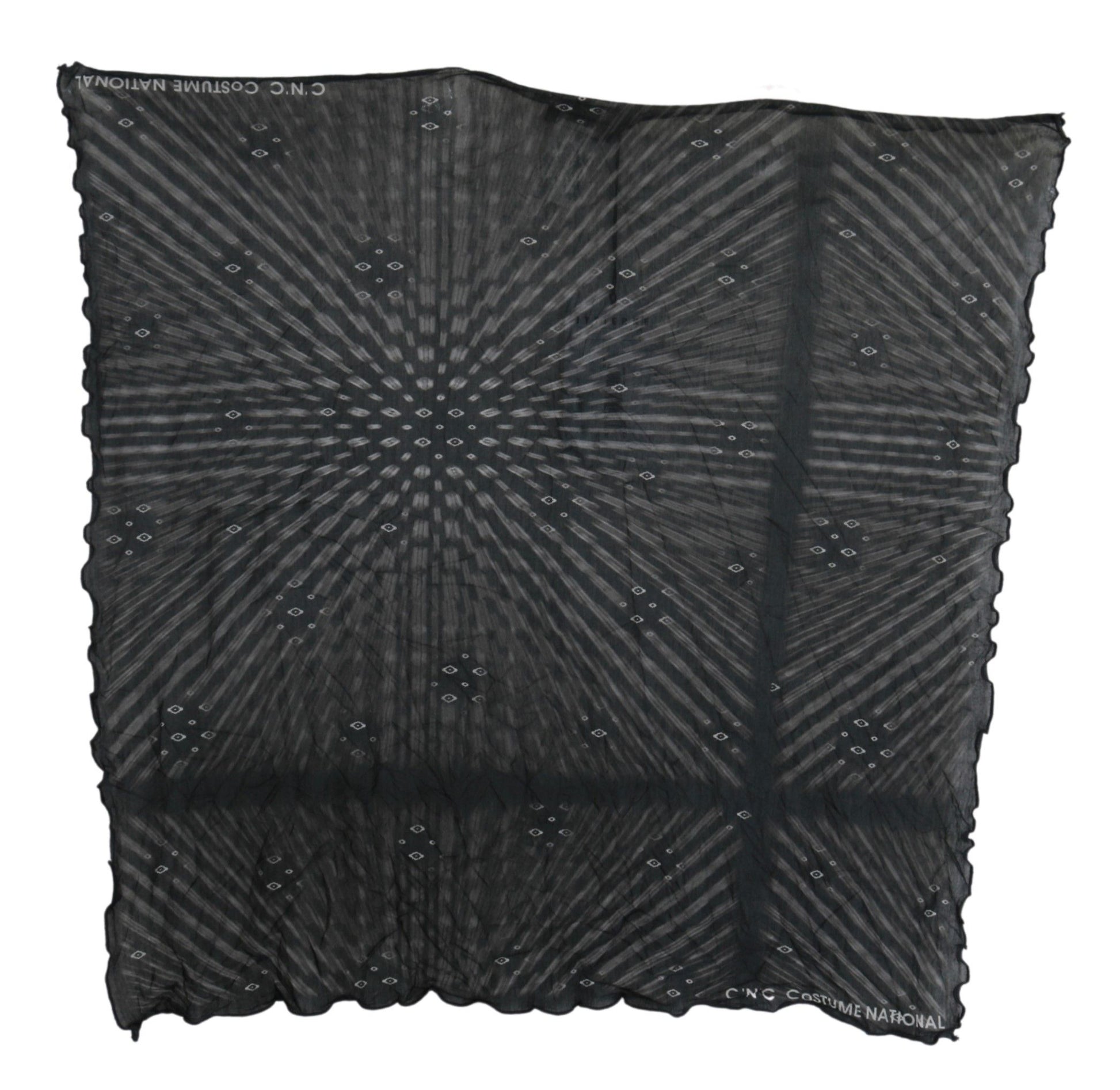 Costume National Black Gray Viscose Foulard Branded Scarf