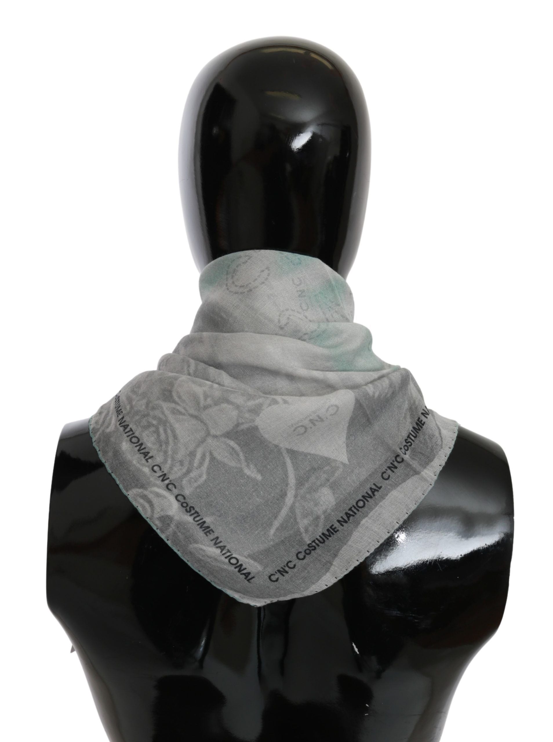 Costume National Châle en soie grise Foulard Écharpe