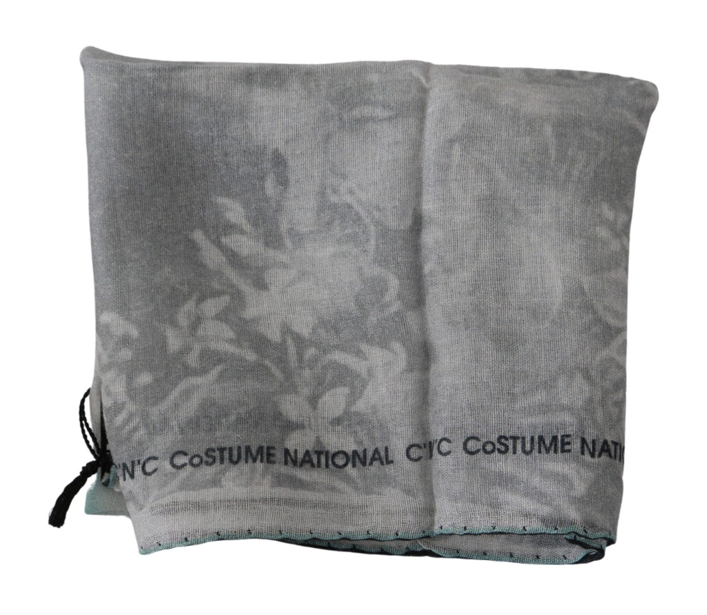 Costume National Châle en soie grise Foulard Écharpe