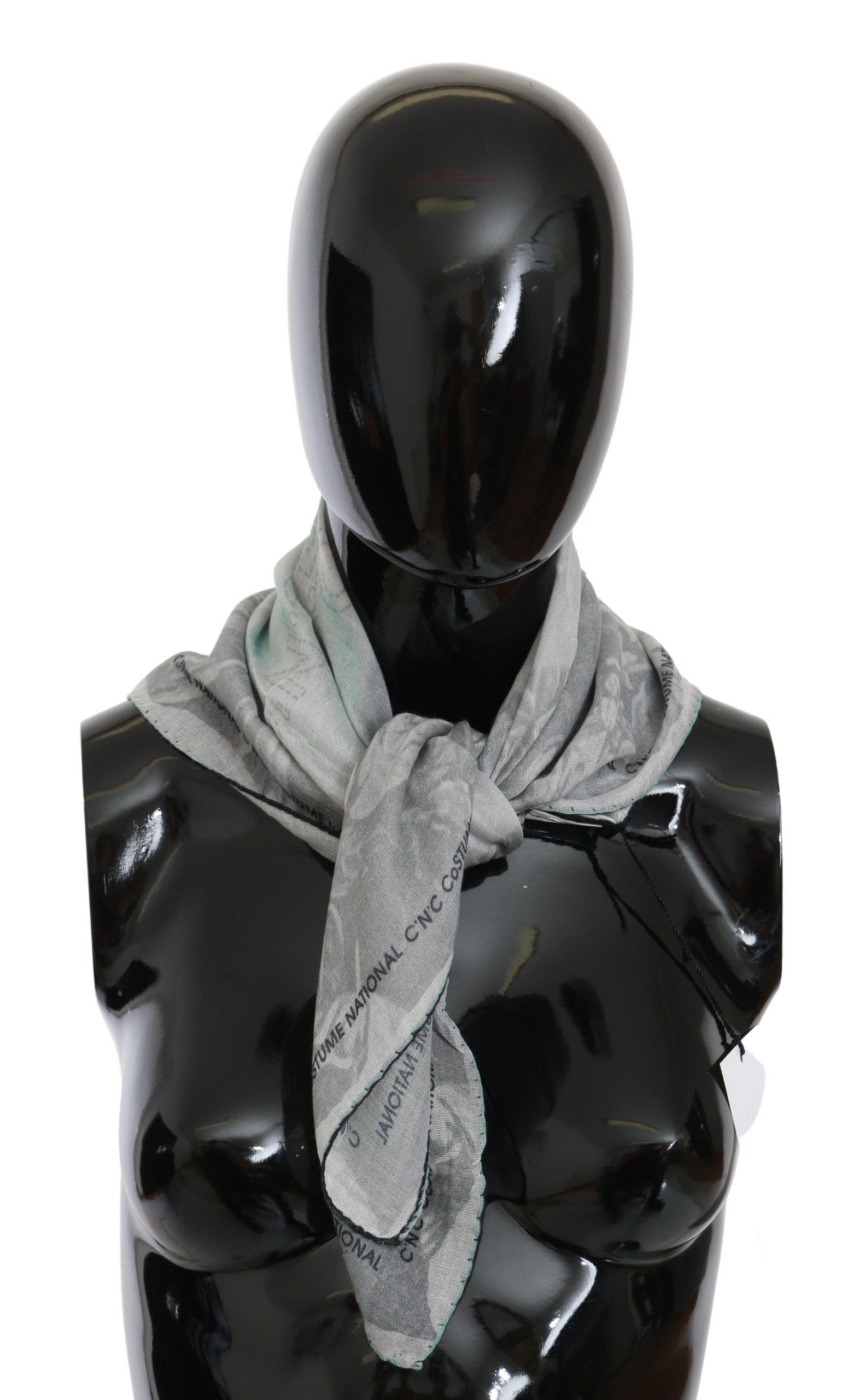 Costume National Châle en soie grise Foulard Écharpe