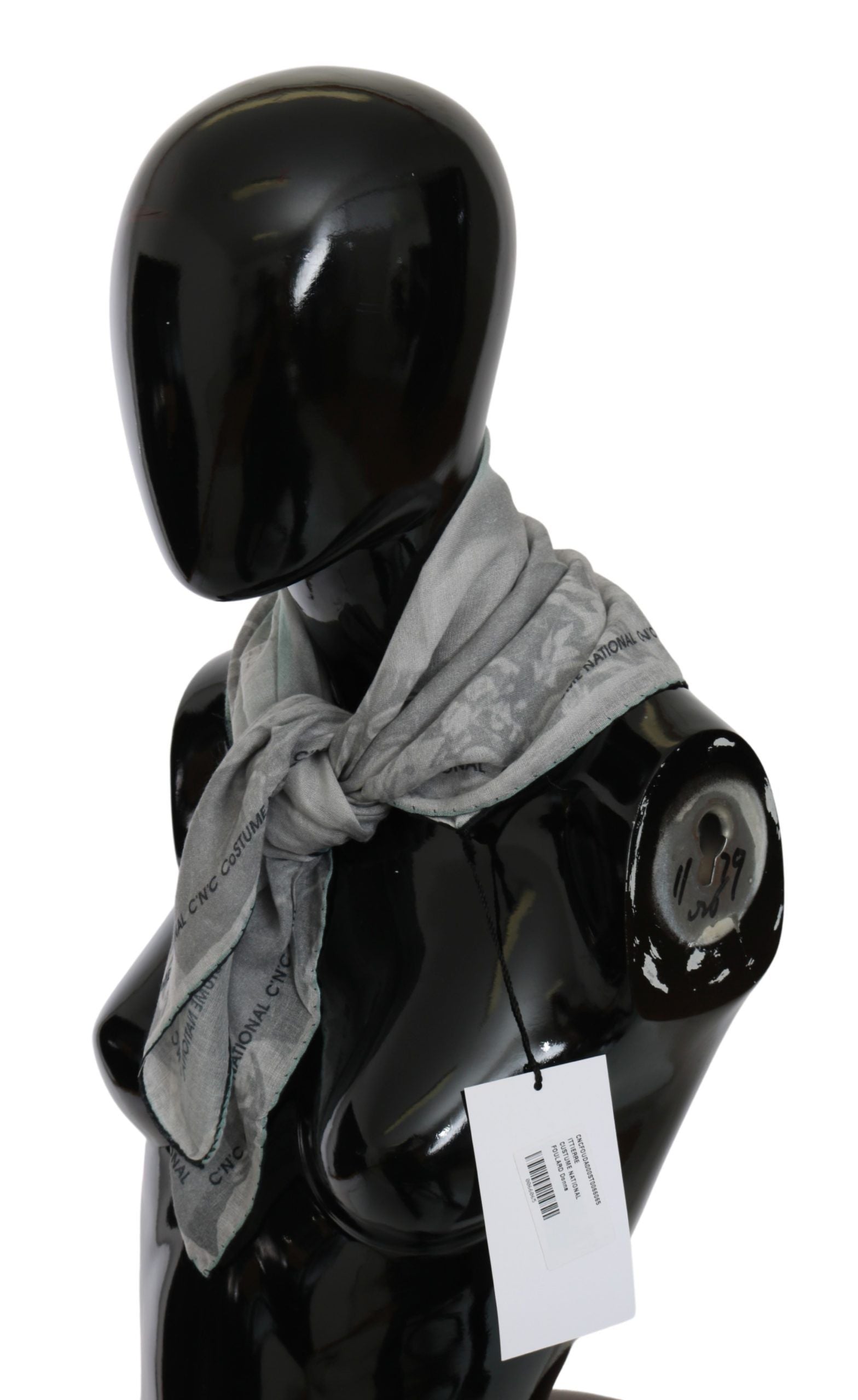 Costume National Châle en soie grise Foulard Écharpe