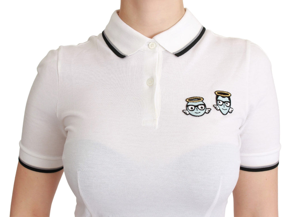 T-shirt Polo en Coton Blanc #dgfamily Dolce & Gabbana
