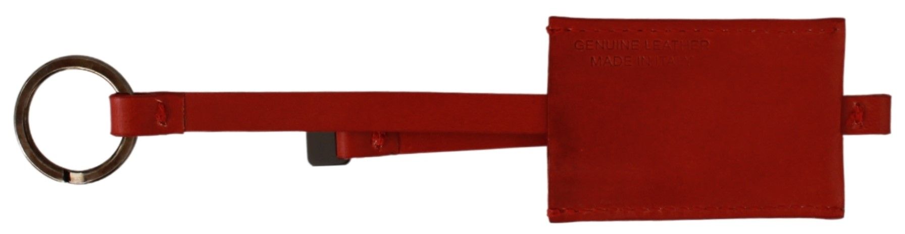Porte-clés en cuir rouge à logo de la marque Costume National