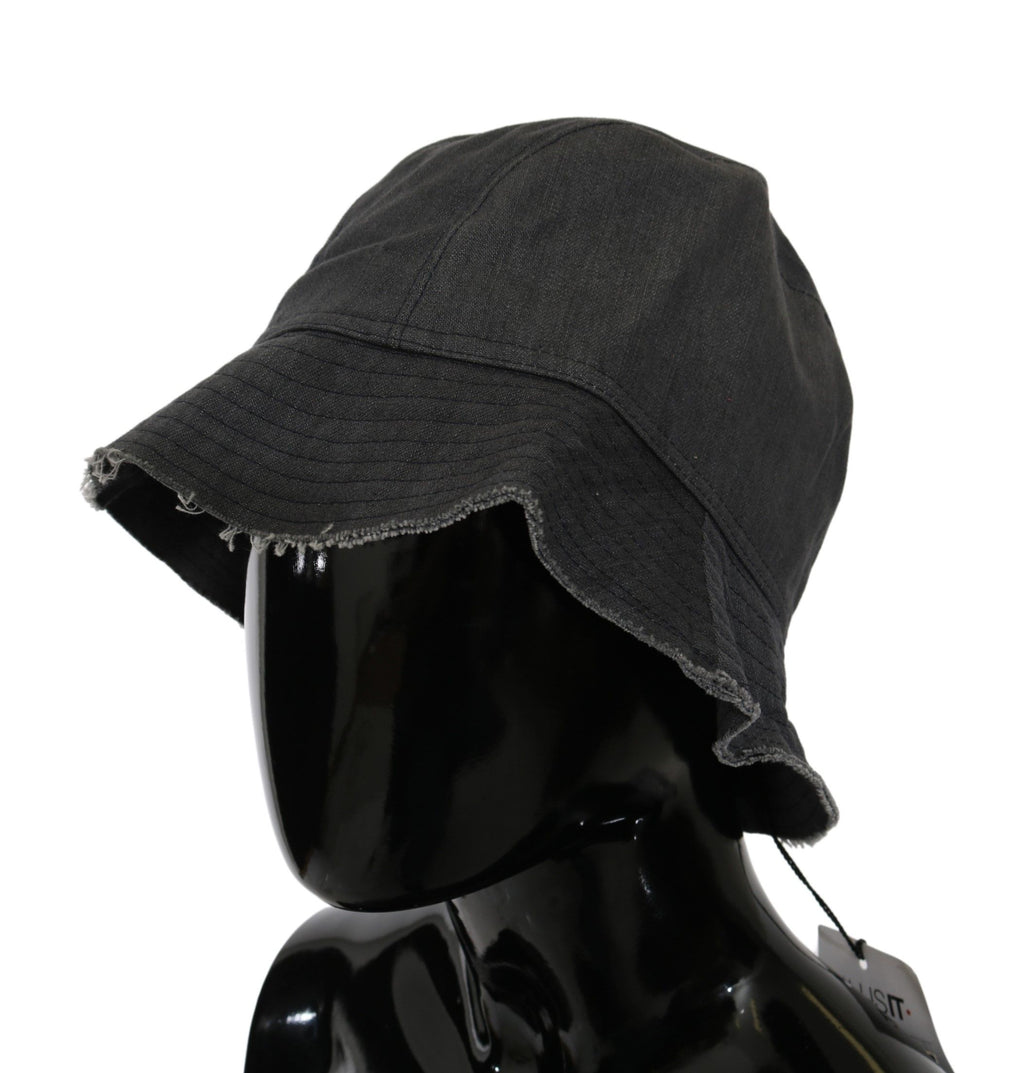 Chapeau bob Costume National noir délavé à large bord pour l'extérieur