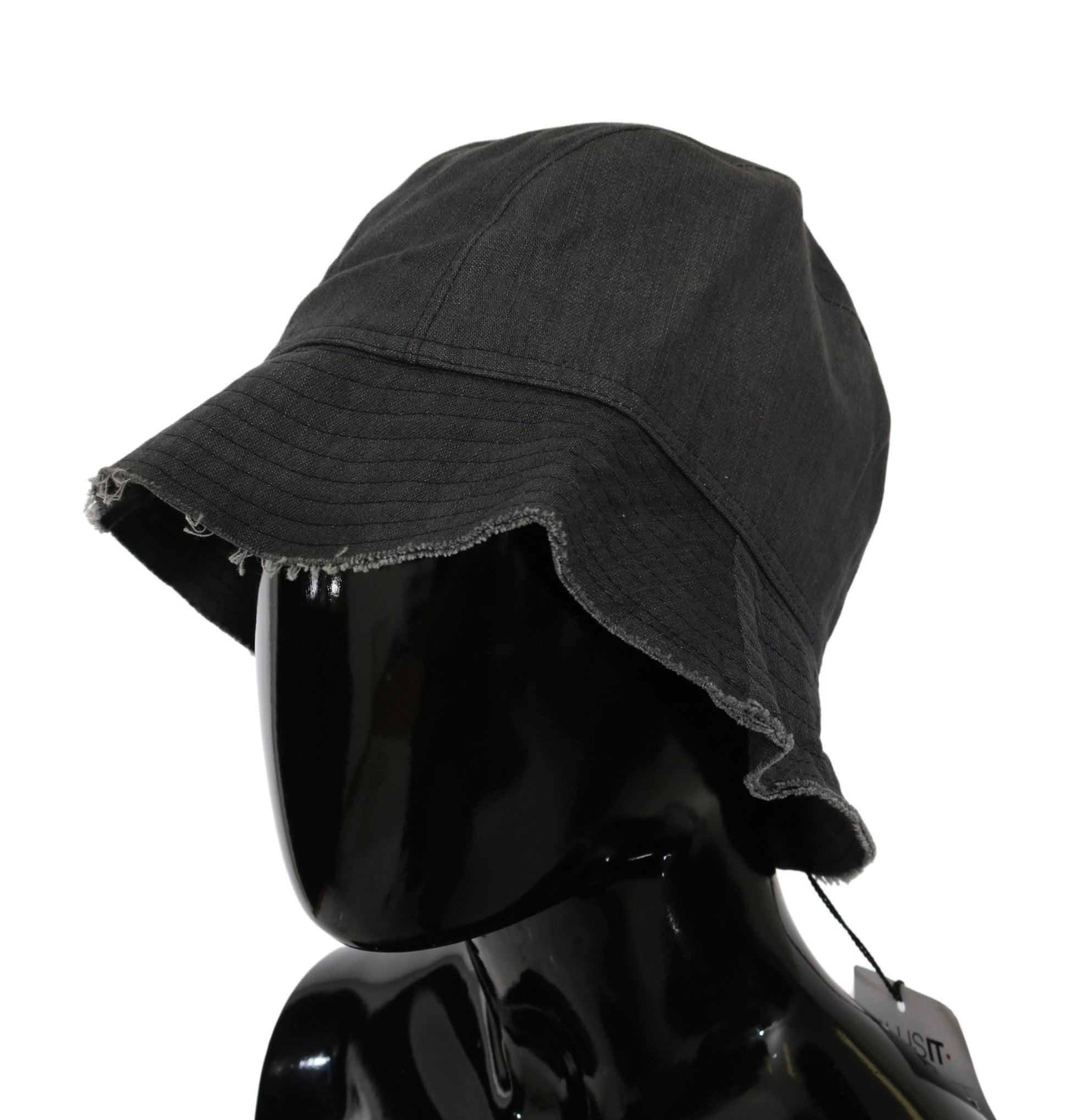 Chapeau bob Costume National noir délavé à large bord pour l'extérieur