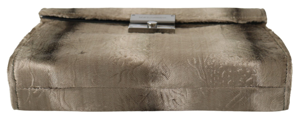 Dolce &amp; Gabbana Beige Samt Blumenleder Herren Dokumenten Aktentasche