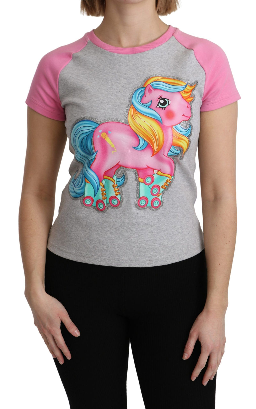 Moschino T-shirt en coton gris et rose My Little Pony