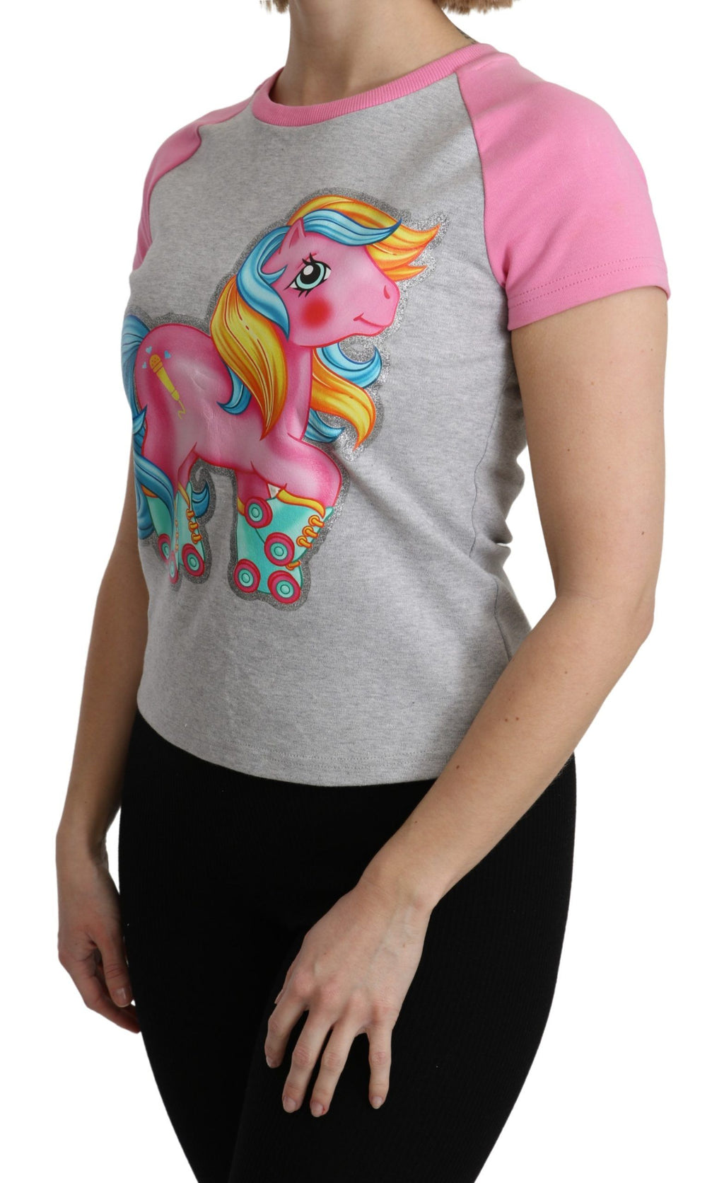 Moschino T-shirt en coton gris et rose My Little Pony