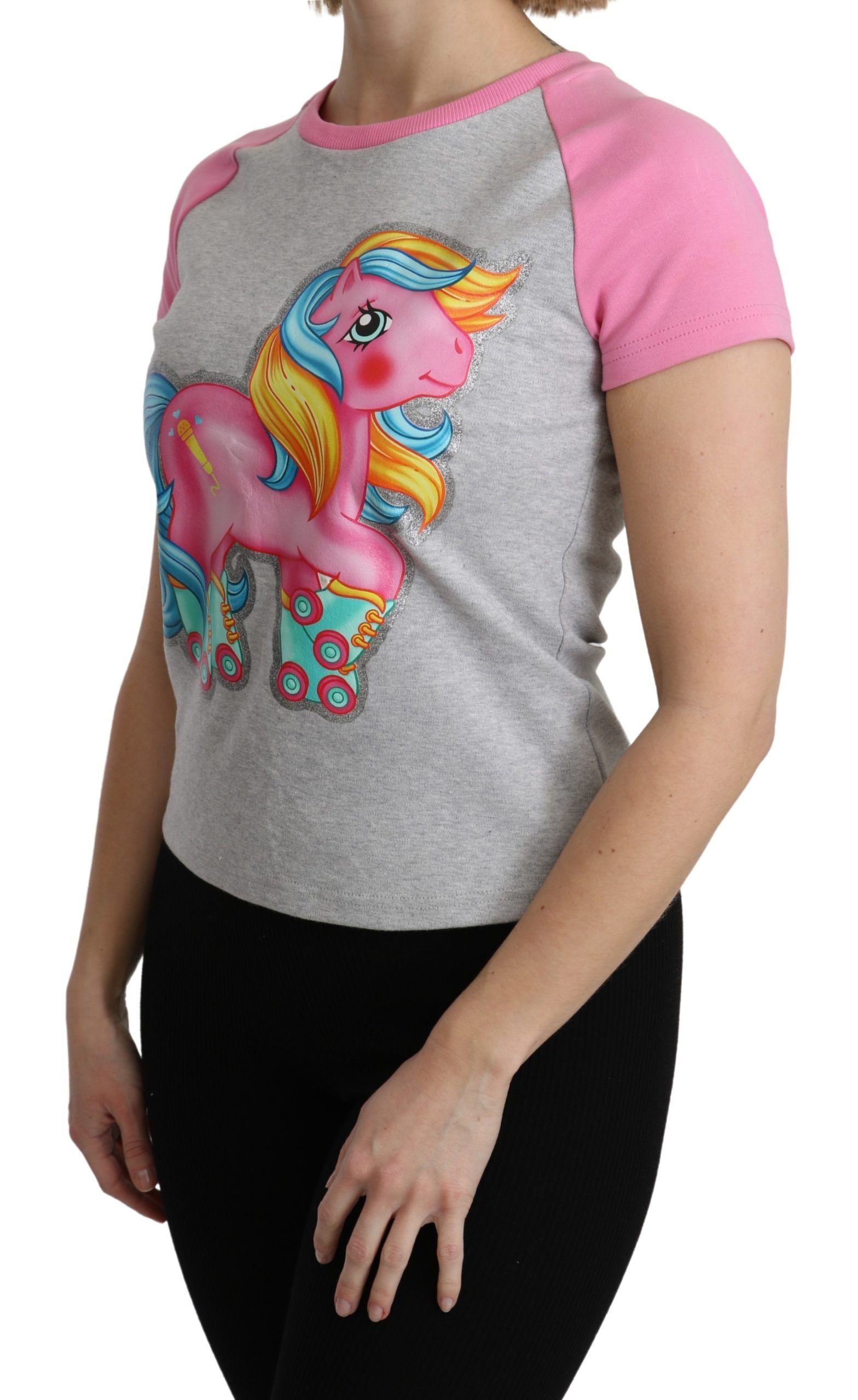 Moschino T-shirt en coton gris et rose My Little Pony