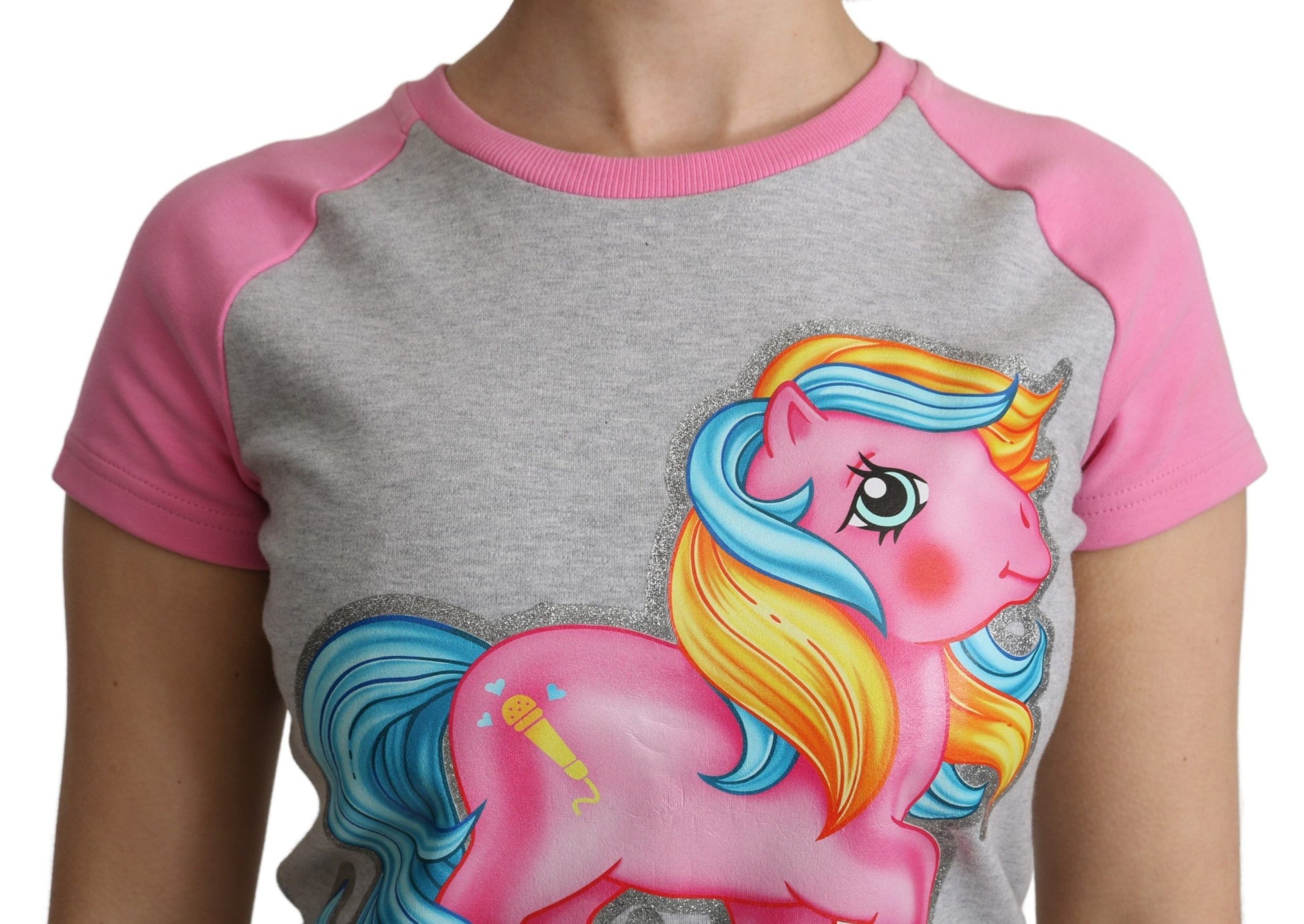 Moschino T-shirt en coton gris et rose My Little Pony