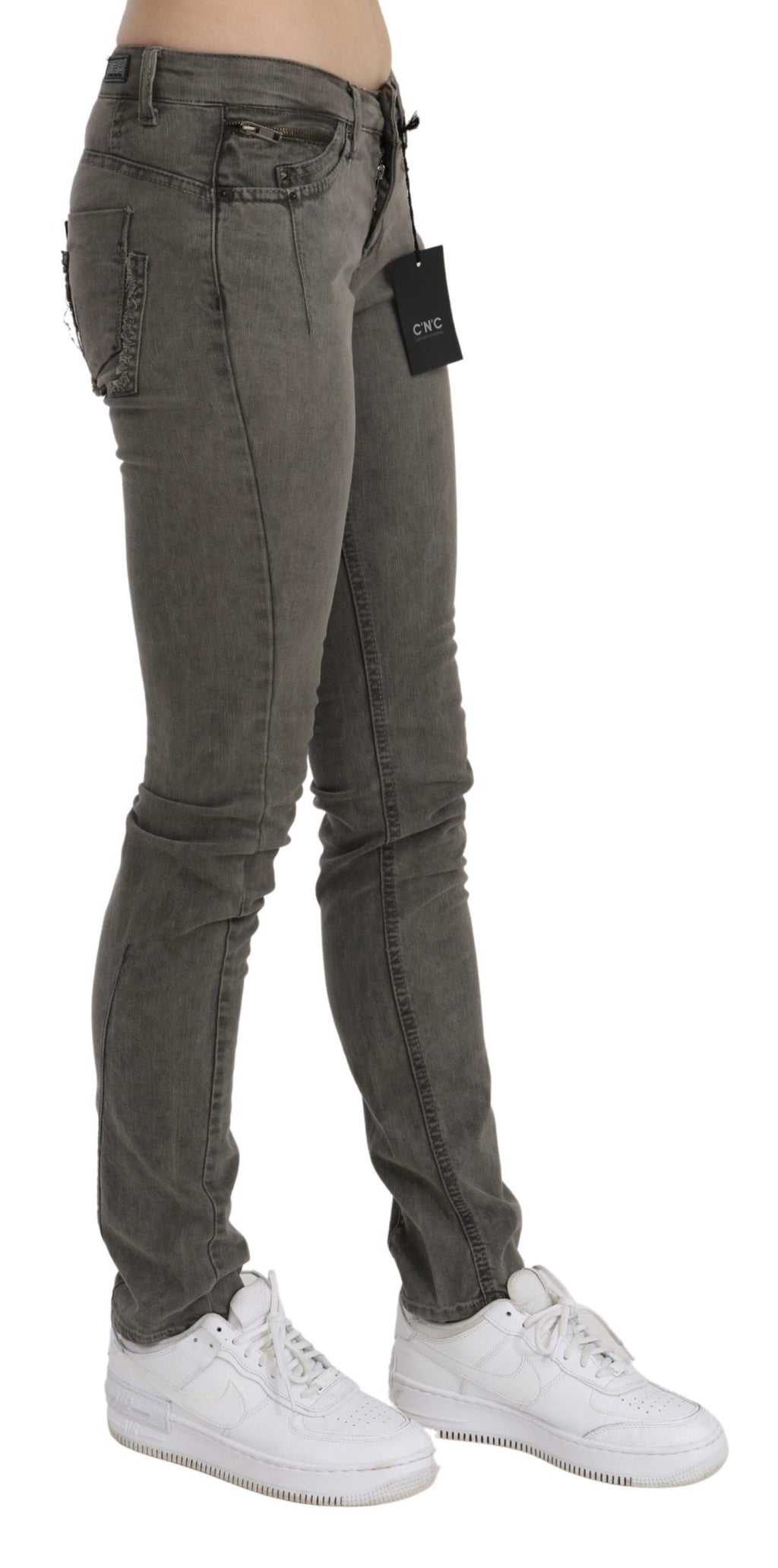 Jean skinny en coton denim gris taille basse Costume National