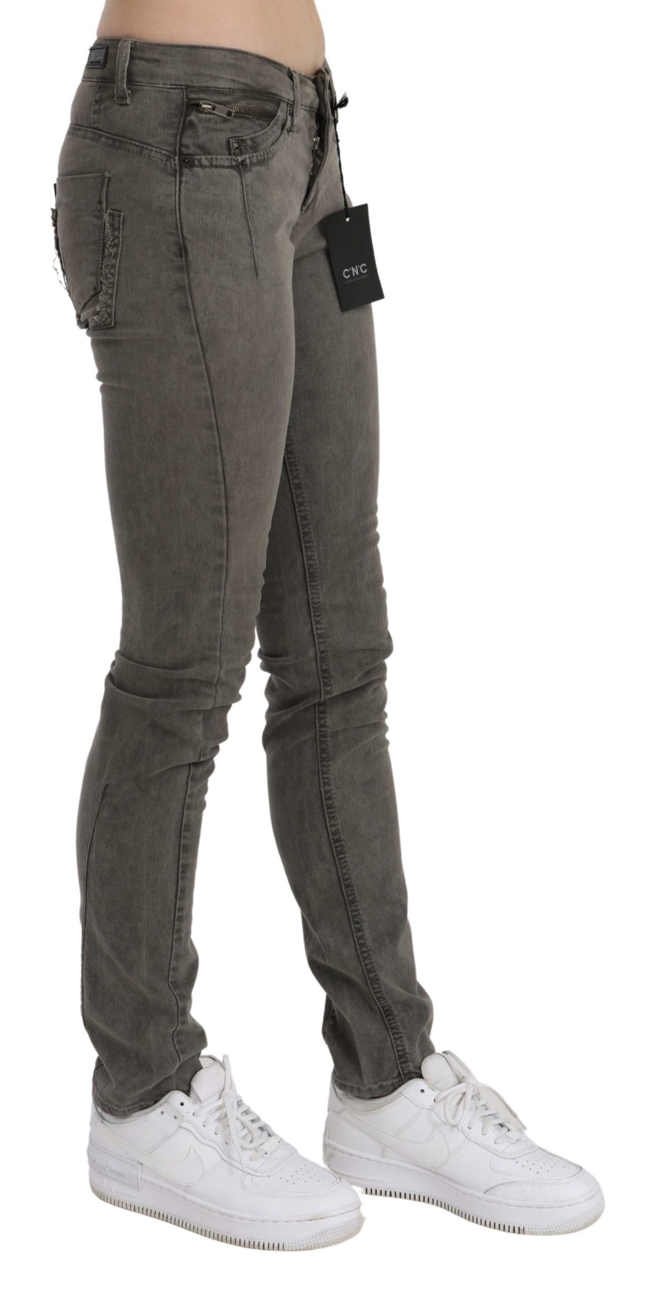Jean skinny en coton denim gris taille basse Costume National