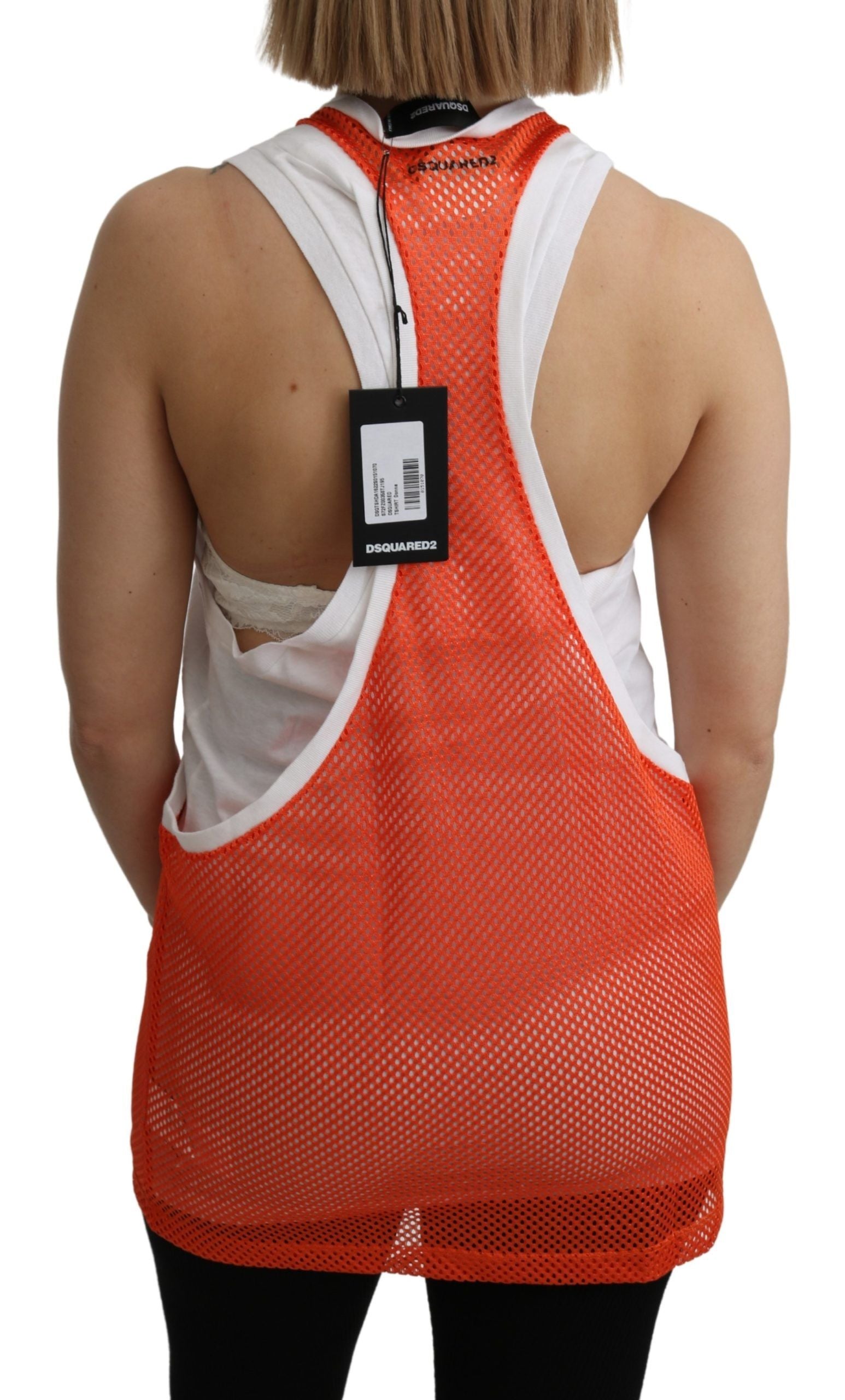 Robe-débardeur sans manches à col rond Dsquared² Orange et Blanc
