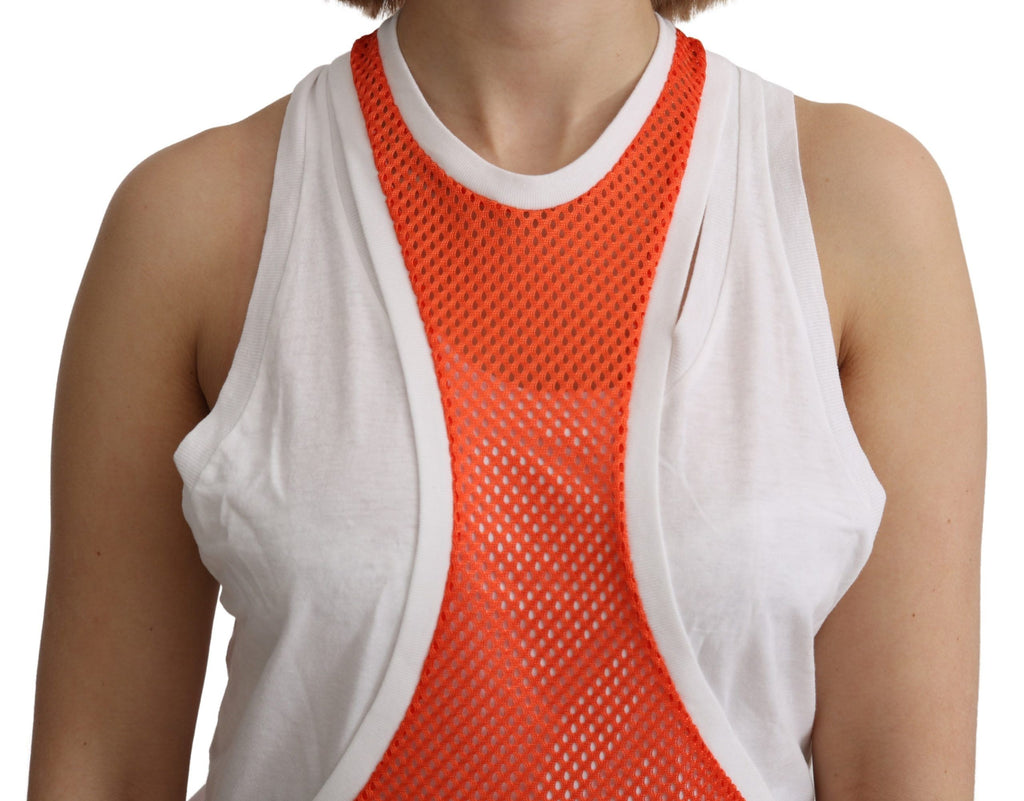 Robe-débardeur sans manches à col rond Dsquared² Orange et Blanc