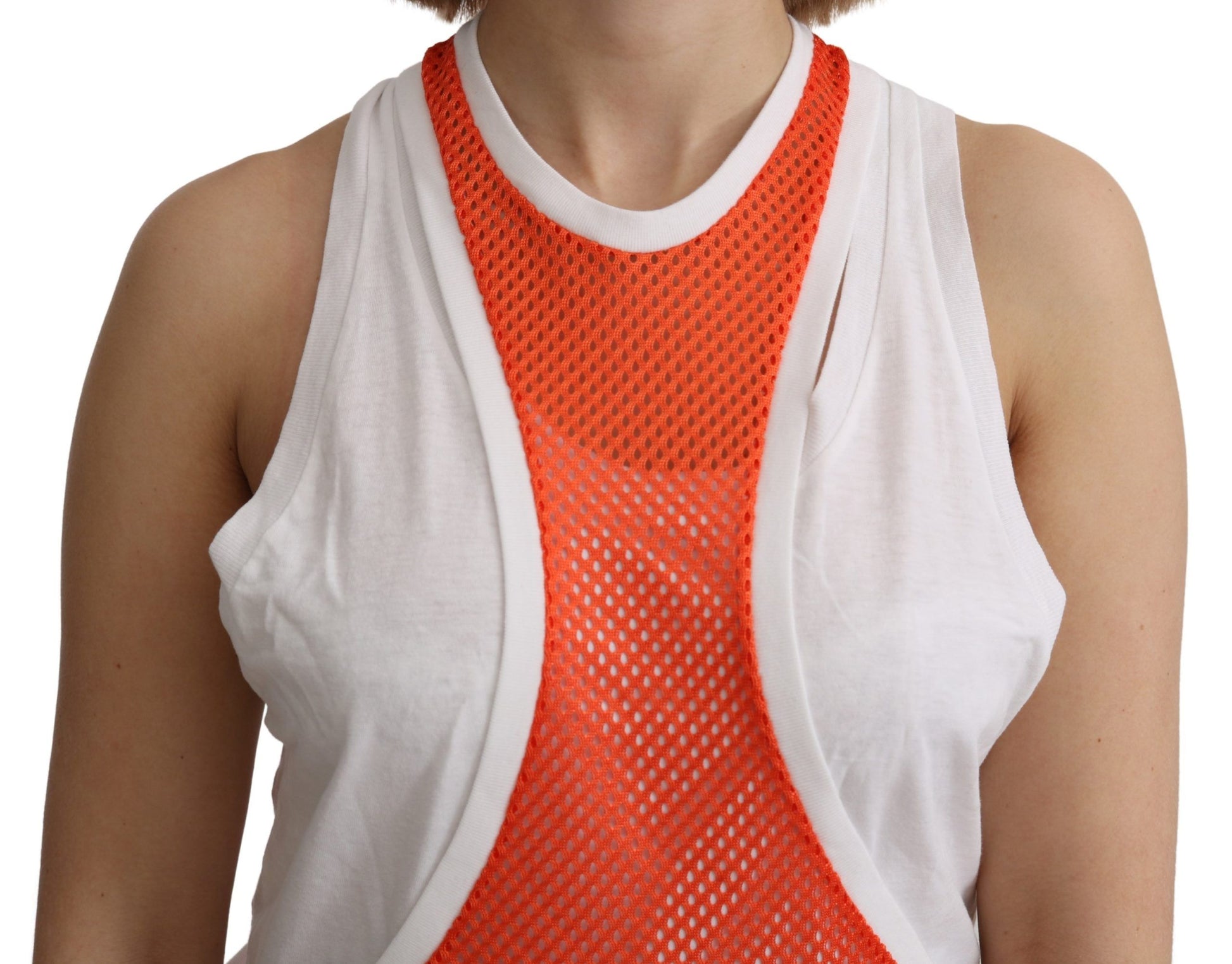 Robe-débardeur sans manches à col rond Dsquared² Orange et Blanc