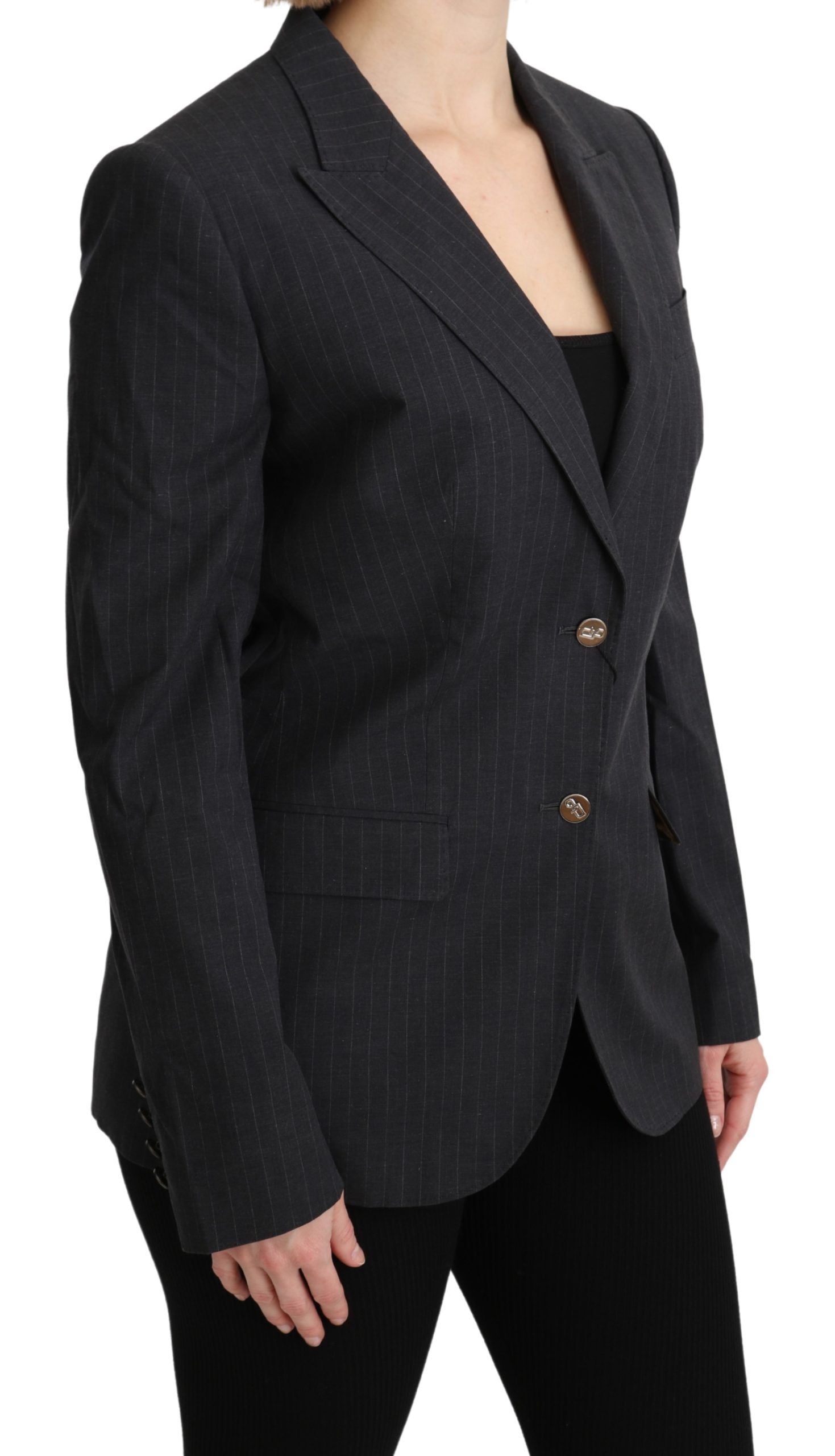 Veste blazer Dolce & Gabbana grise en coton à boutonnage simple