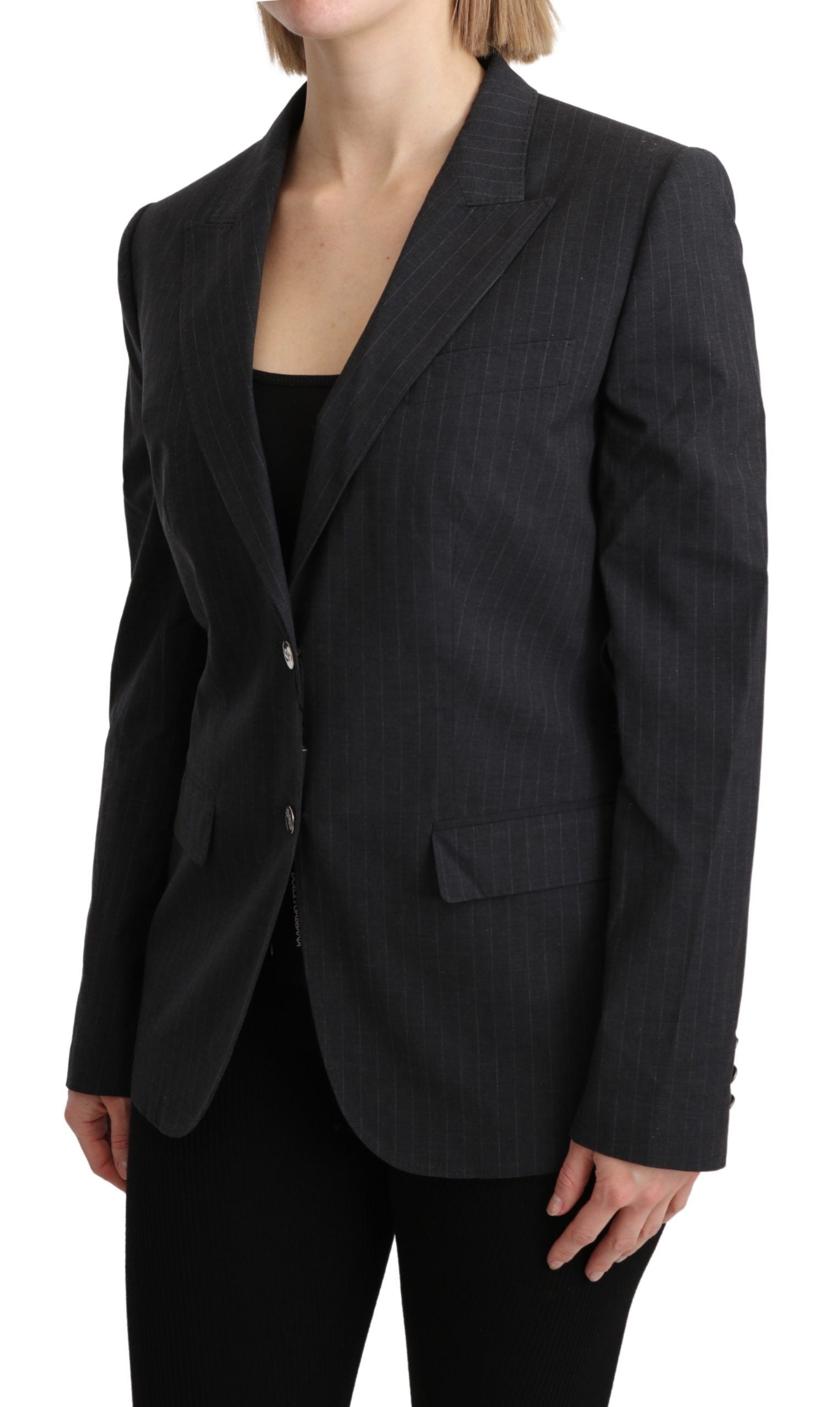 Veste blazer Dolce & Gabbana grise en coton à boutonnage simple