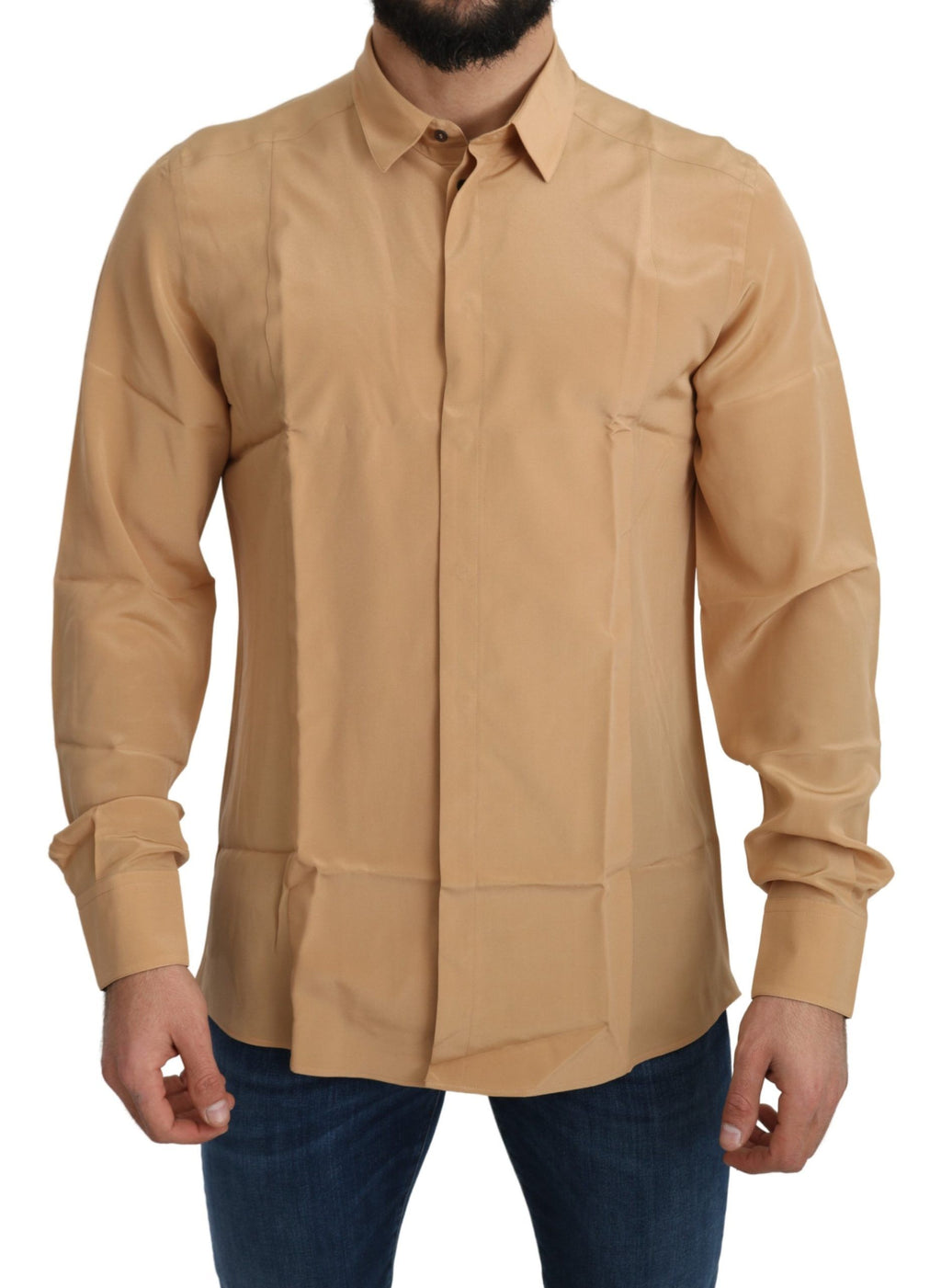 Top Dolce & Gabbana Jaune 100% Soie Chemise Slim Dorée