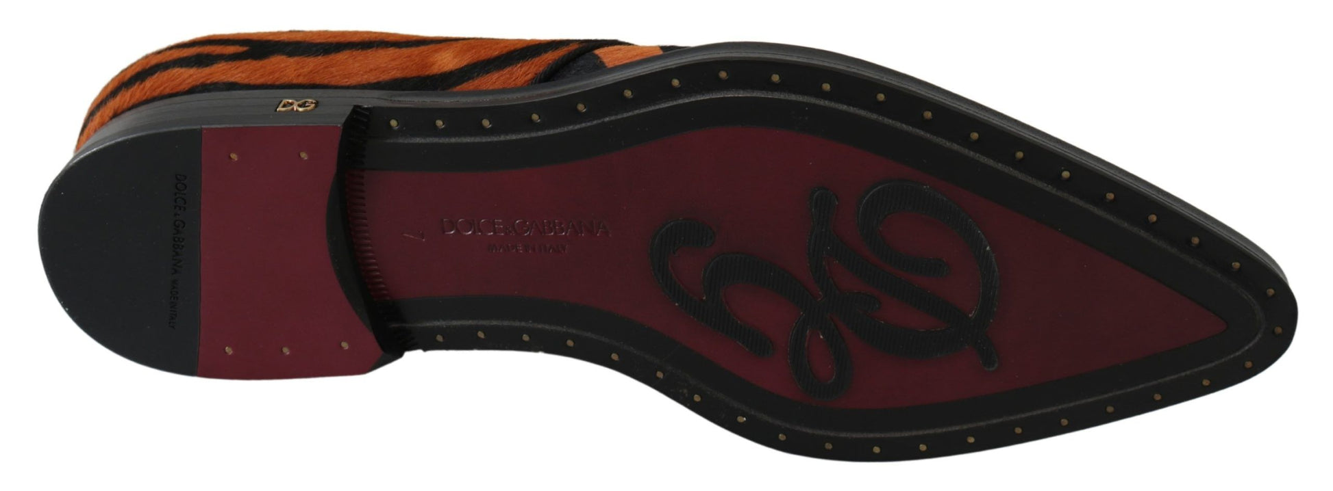 Chaussures habillées Dolce & Gabbana en poulain orange, motif brocart