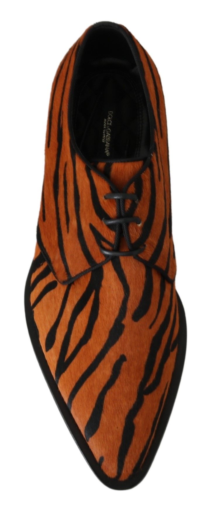 Chaussures habillées Dolce & Gabbana en poulain orange, motif brocart