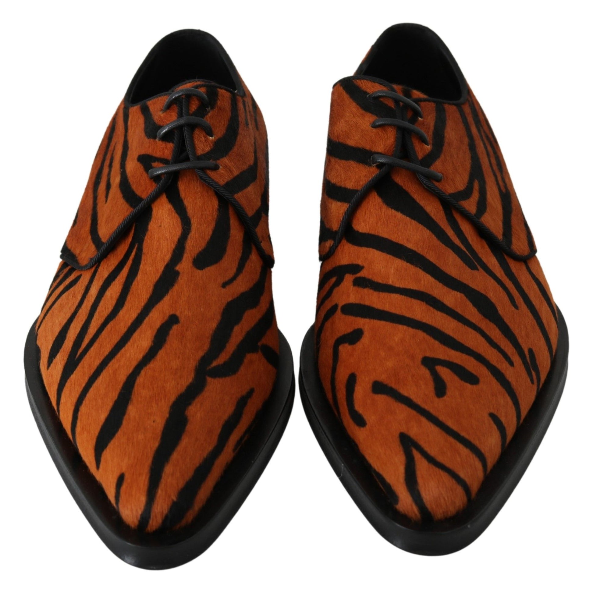 Chaussures habillées Dolce & Gabbana en poulain orange, motif brocart