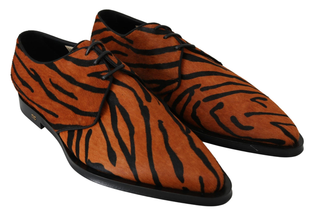 Chaussures habillées Dolce & Gabbana en poulain orange, motif brocart