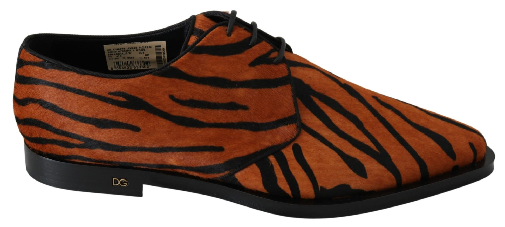 Chaussures habillées Dolce & Gabbana en poulain orange, motif brocart