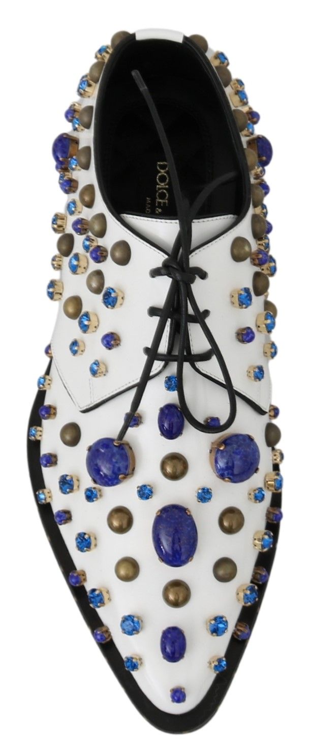 Chaussures brogues Dolce & Gabbana en cuir blanc avec cristaux
