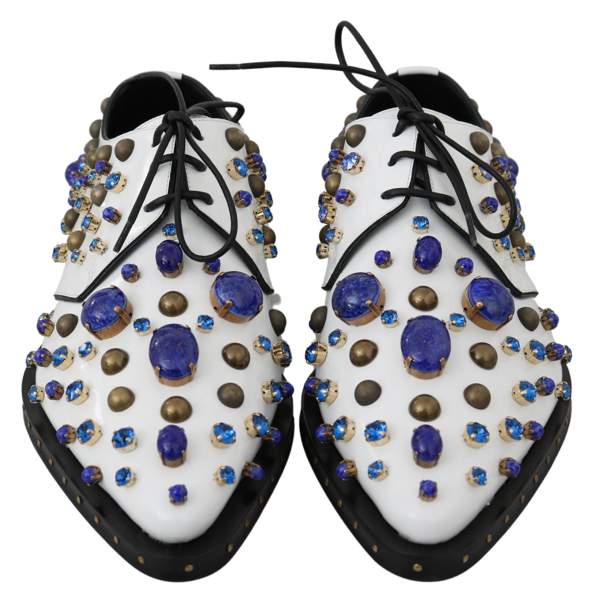 Chaussures brogues Dolce & Gabbana en cuir blanc avec cristaux