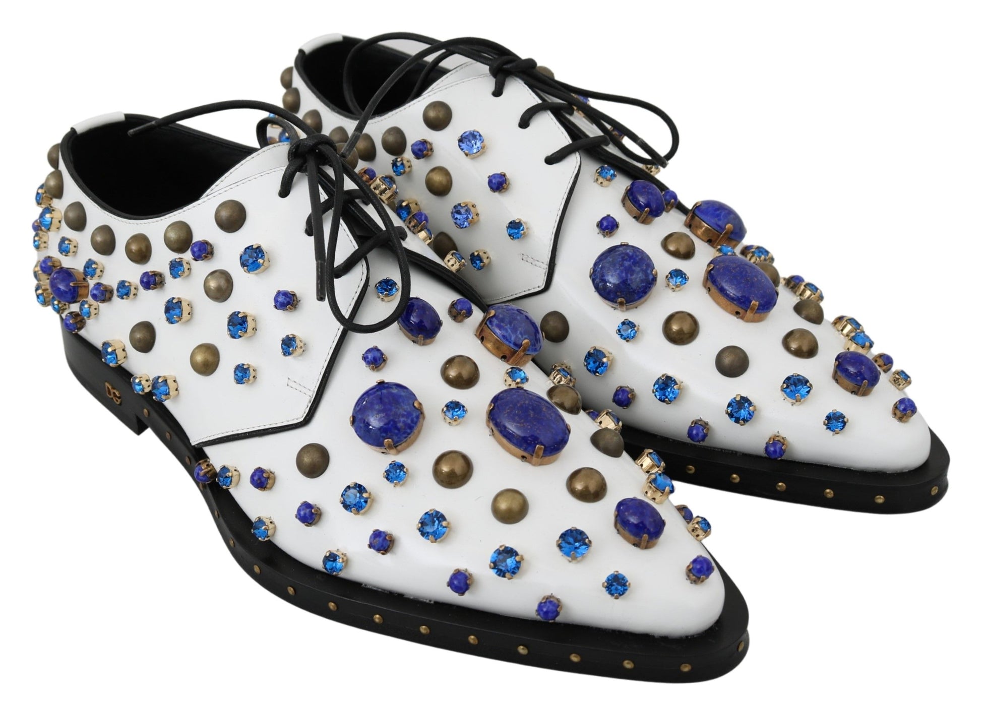 Chaussures brogues Dolce & Gabbana en cuir blanc avec cristaux