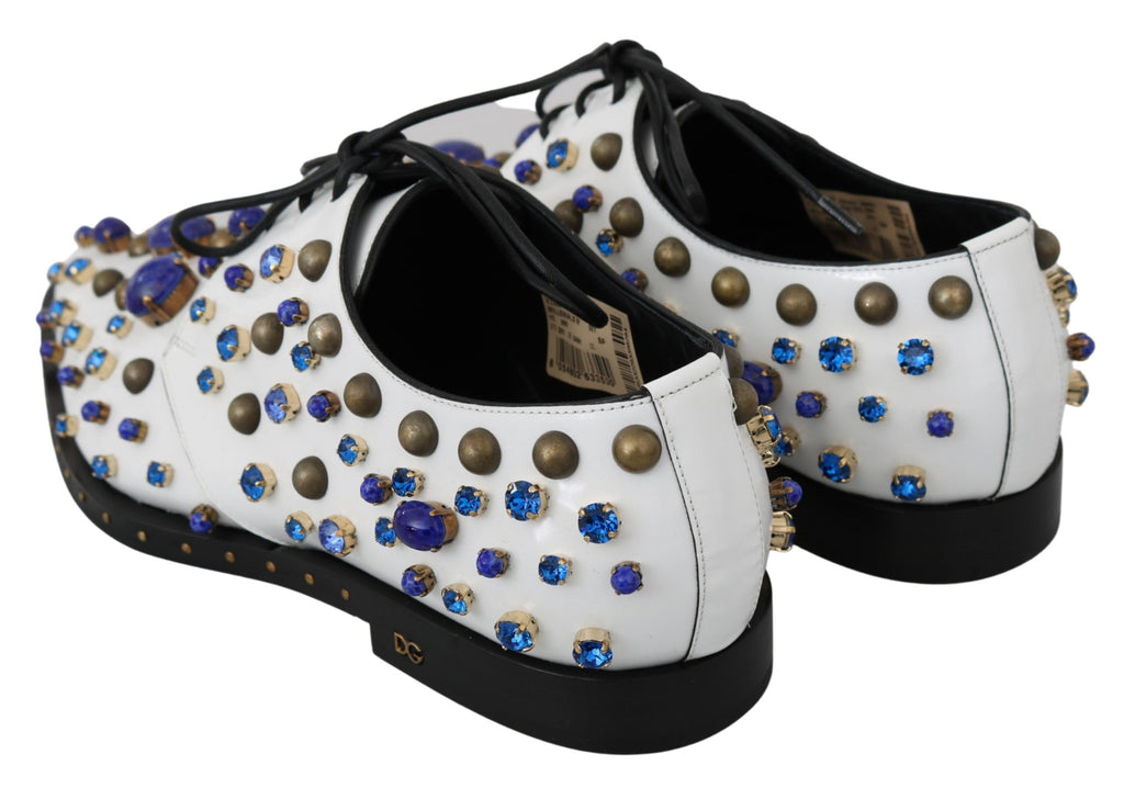 Chaussures brogues Dolce & Gabbana en cuir blanc avec cristaux