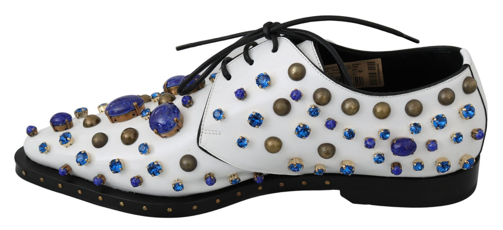 Chaussures brogues Dolce & Gabbana en cuir blanc avec cristaux