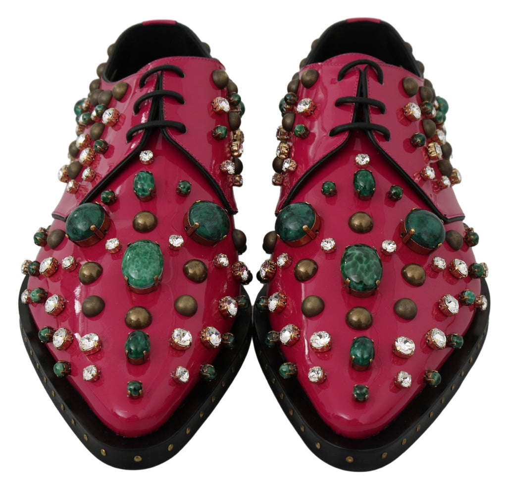 Chaussures Richelieu Dolce & Gabbana en cuir rose orné de cristaux