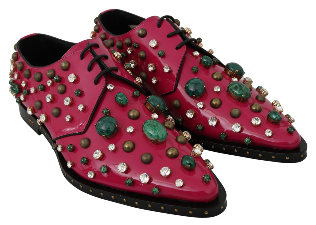 Chaussures Richelieu Dolce & Gabbana en cuir rose orné de cristaux