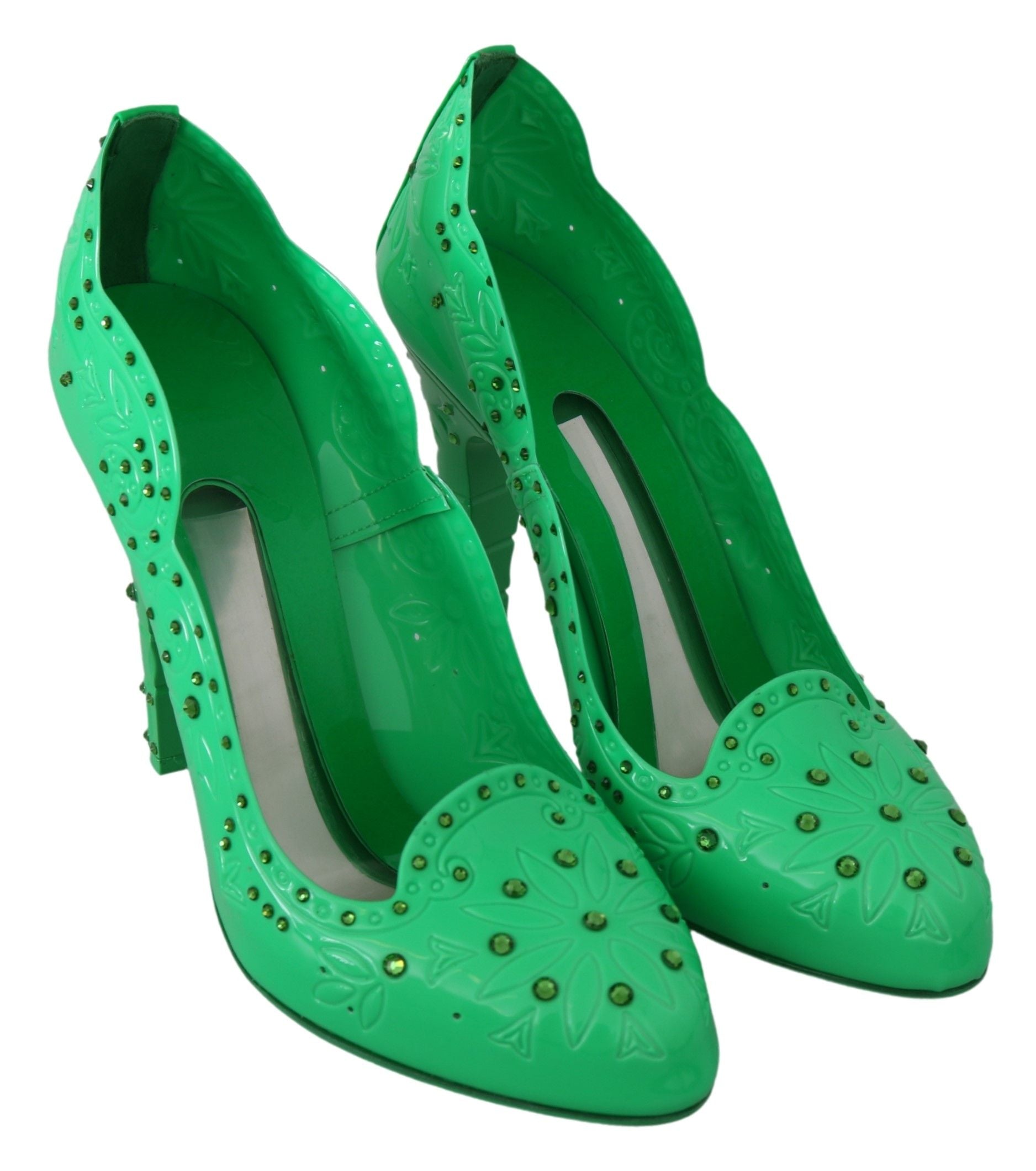 Chaussures à talons Cendrillon fleuris en cristal vert Dolce & Gabbana