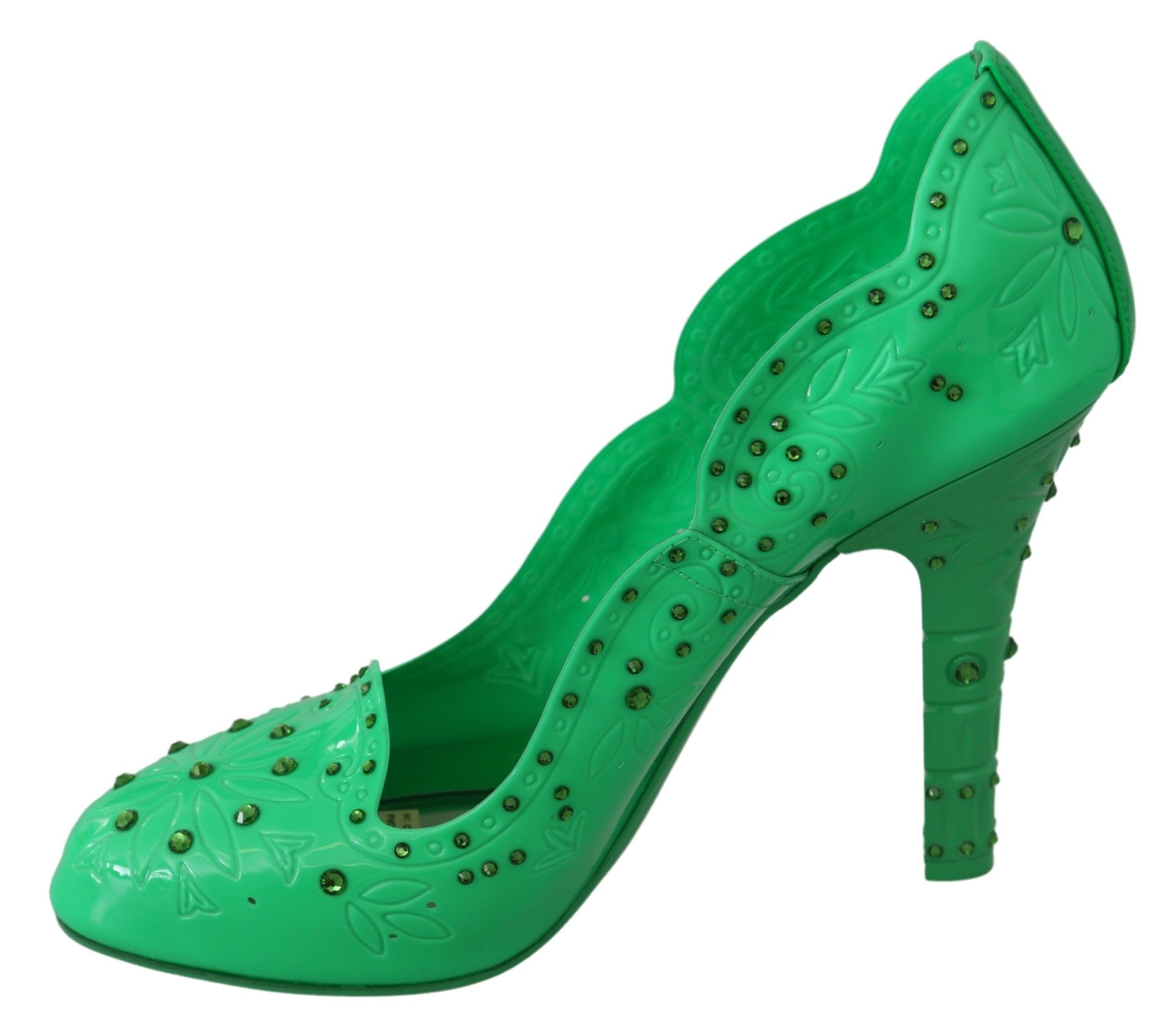 Chaussures à talons Cendrillon fleuris en cristal vert Dolce & Gabbana