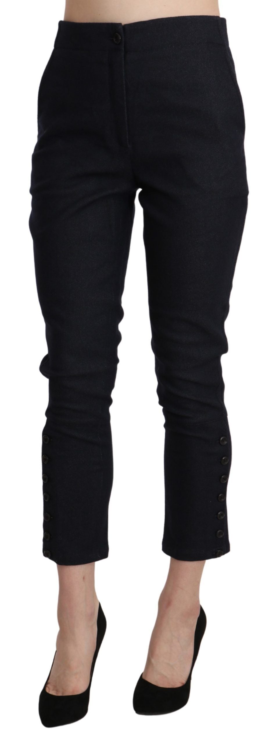 Pantalon Capri court taille haute en coton noir Ermanno Scervino