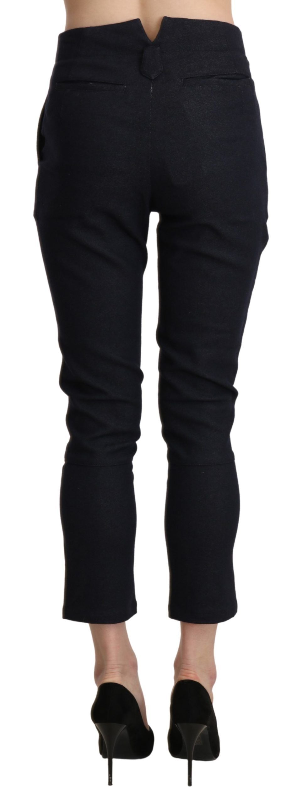 Pantalon Capri court taille haute en coton noir Ermanno Scervino