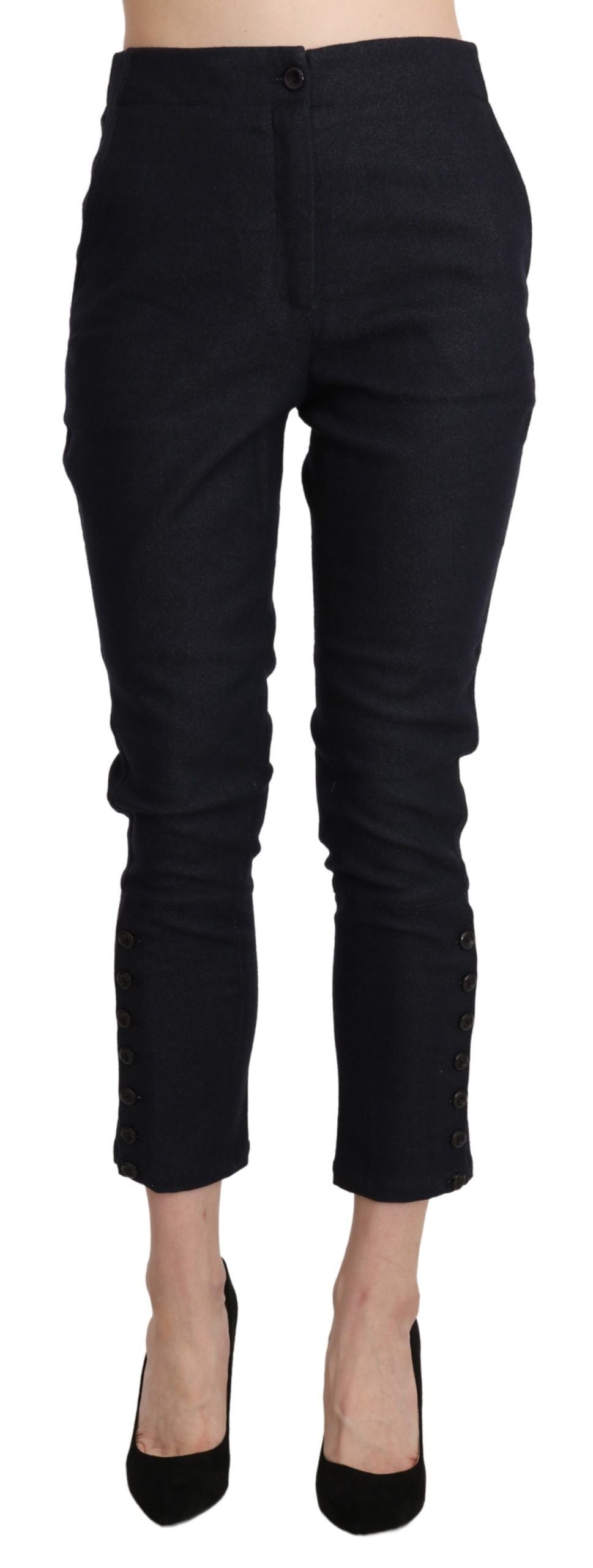 Pantalon Capri court taille haute en coton noir Ermanno Scervino